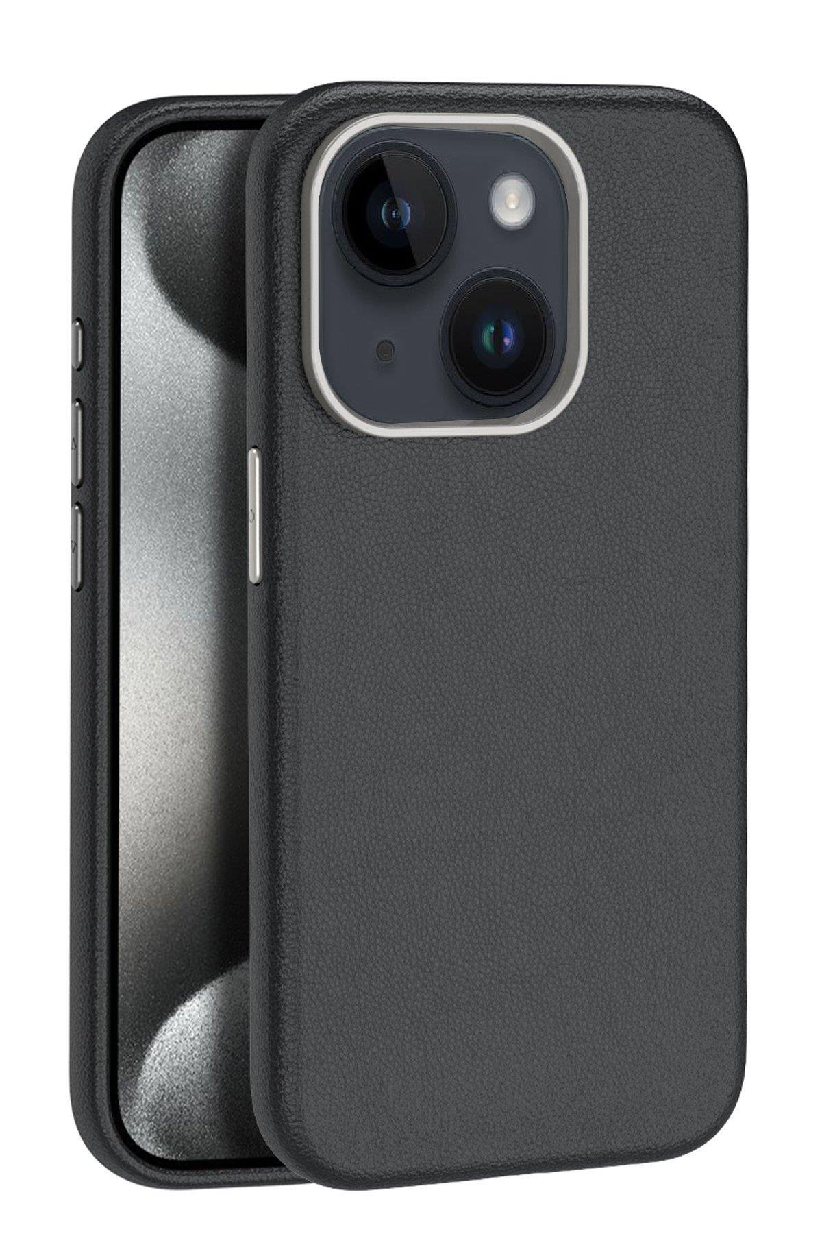 MAGSAFE KILIFLARJOKOWNDR15Apple iPhone 15 Kılıf Wonder Deri Magsafe Kapak - Siyah