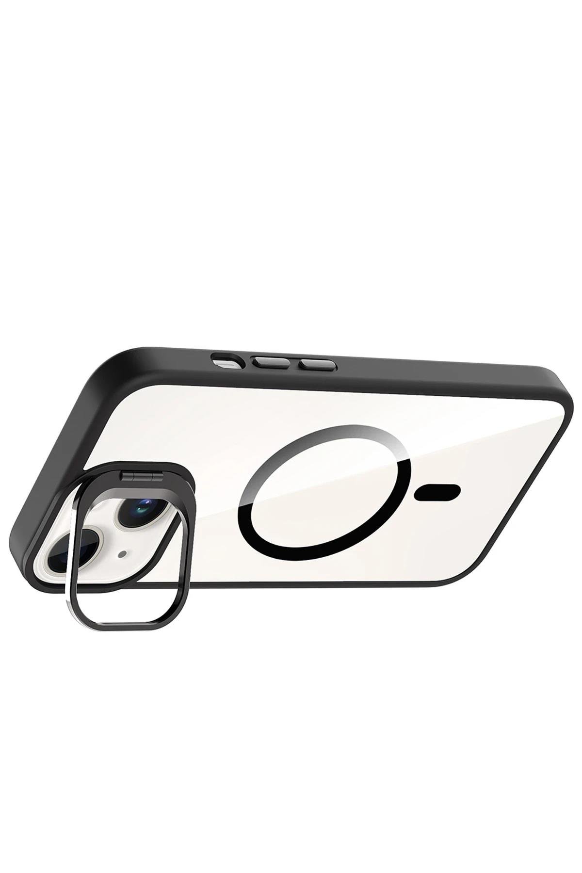 MAGSAFE KILIFLARJOKORMMLNSL31Apple iPhone 15 Plus Remim Lensli MagSafe Standlı Darbe Korumalı Kılıf – Siyah