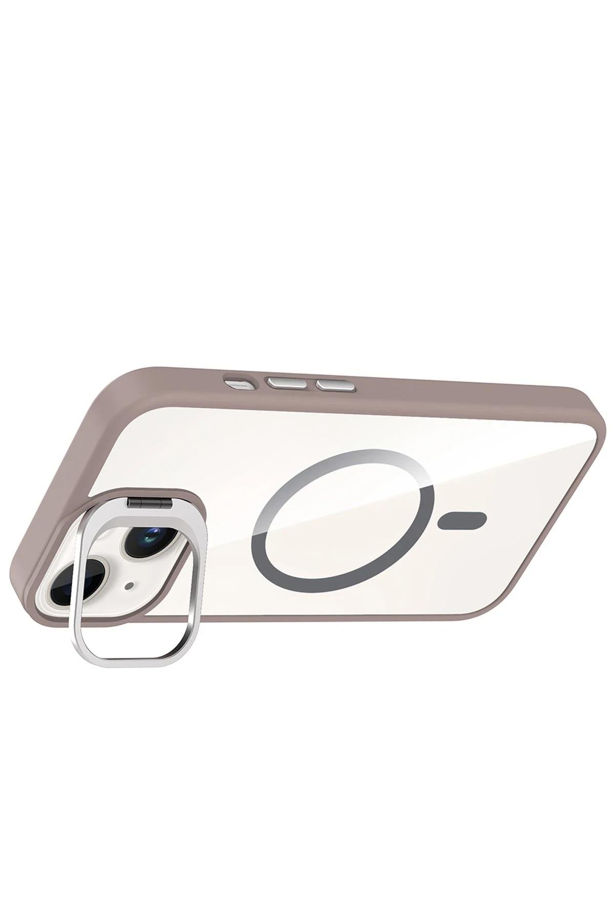 MAGSAFE KILIFLARJOKORMMLNSL33Apple iPhone 15 Plus Remim Lensli MagSafe Standlı Darbe Korumalı Kılıf – Titan Gri