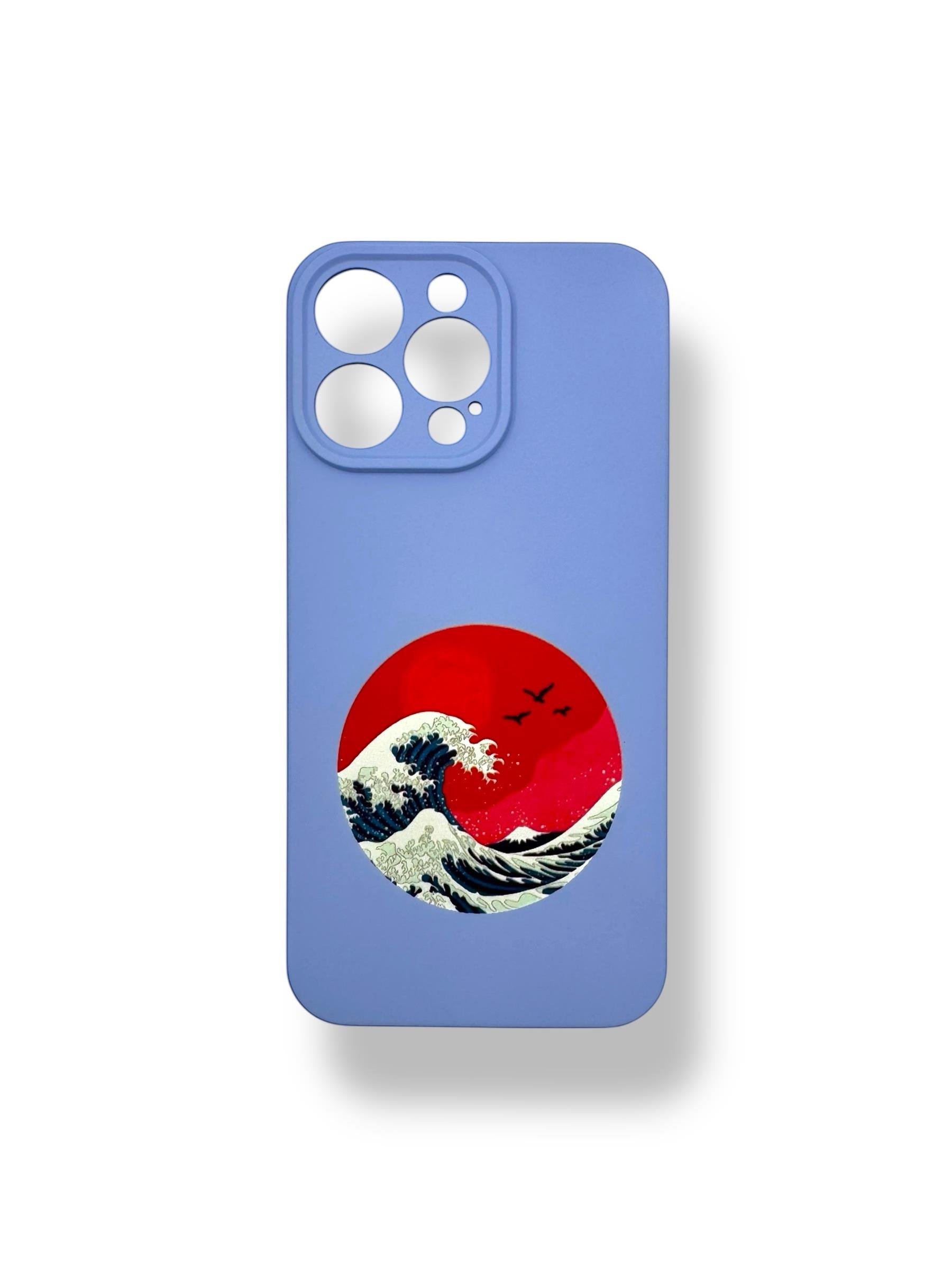 SİLİKON BASKI KILIFLARDIVERSECASESLKN53Apple Iphone 15 Pro Max Silikon Kanagawa Dalga Baskı Kılıf - Lila