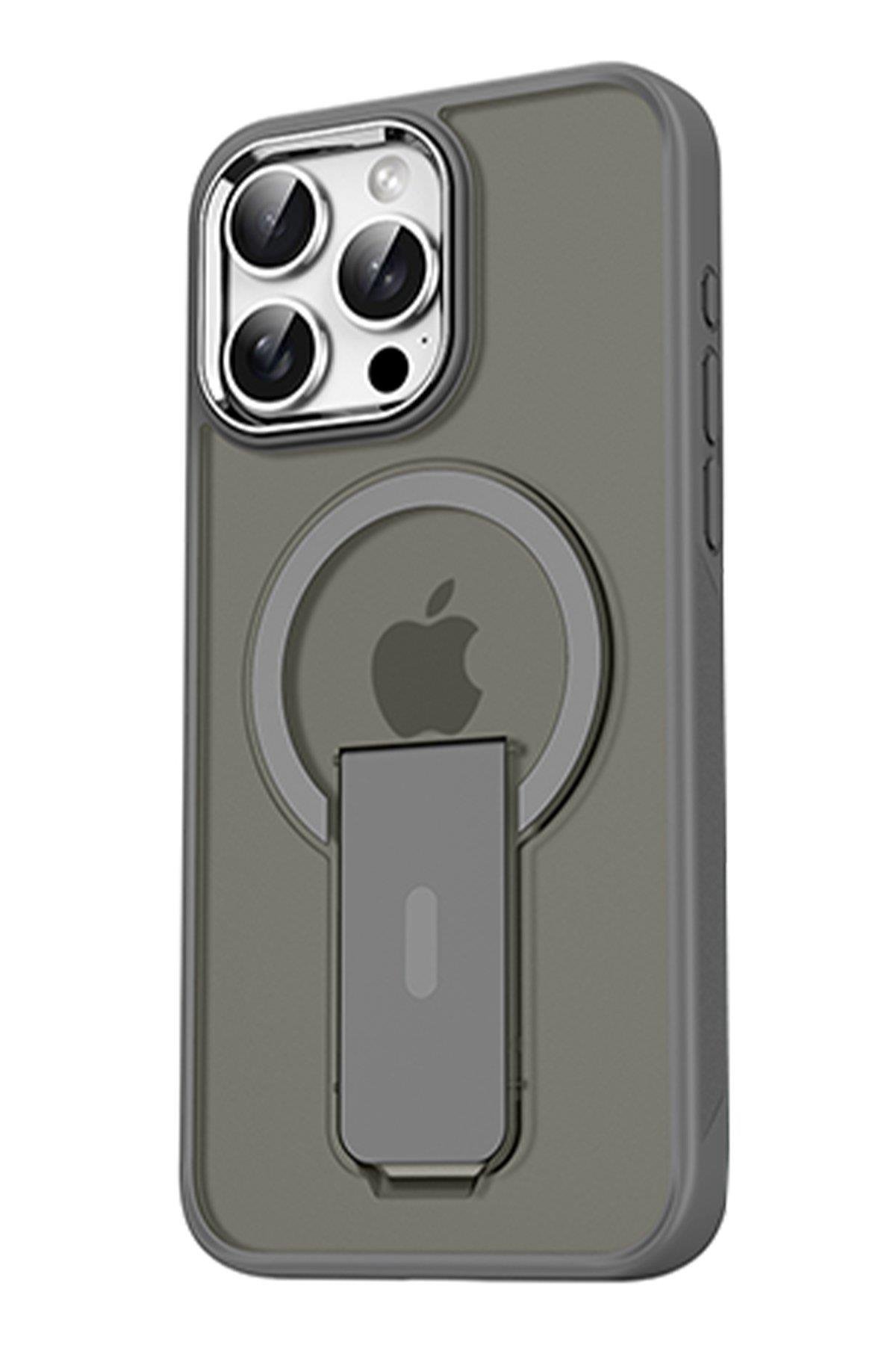 MAGSAFE KILIFLARNEWFACETRKMGSF06Apple iPhone 15 Pro Tork Magsafe Standlı Kapak - Titan Gri