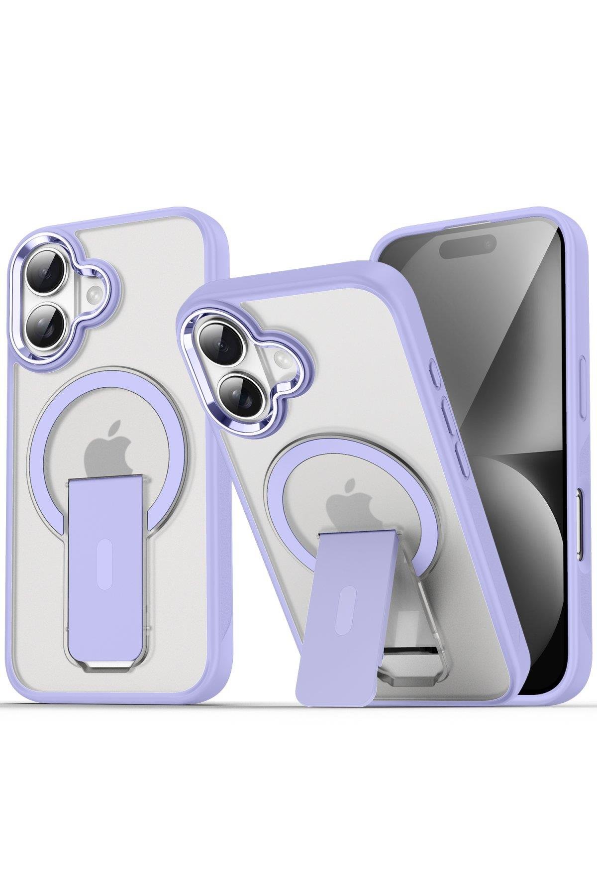 MAGSAFE KILIFLARNEWFACETRKMGSF17Apple iPhone 16 Plus Kılıf Tork Magsafe Standlı Kapak - Lila