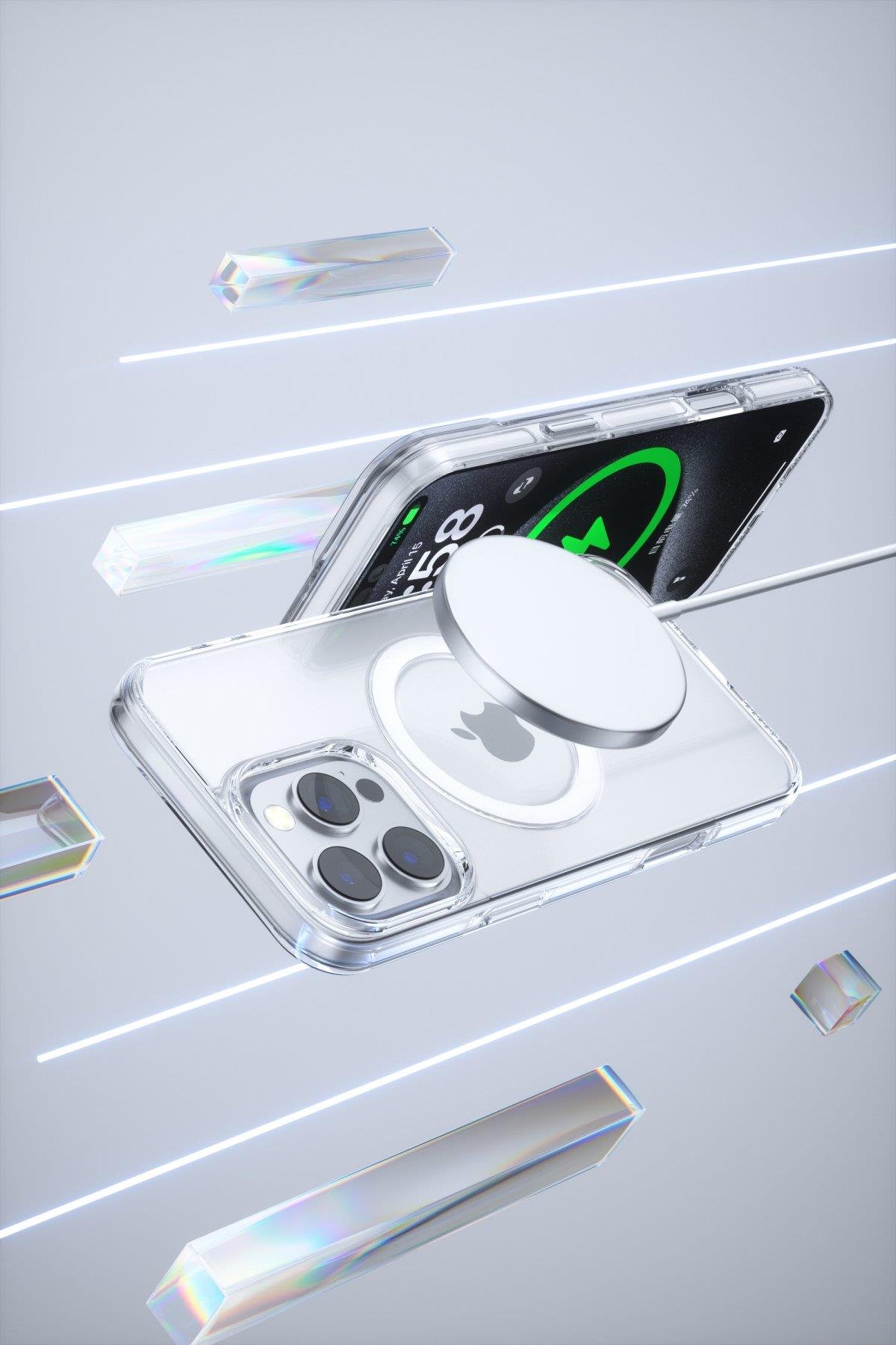 MAGSAFE KILIFLARJOKOGLMPC02Apple iPhone 16 Pro Max Gleam PC Sert Magsafe Kılıf - Şeffaf