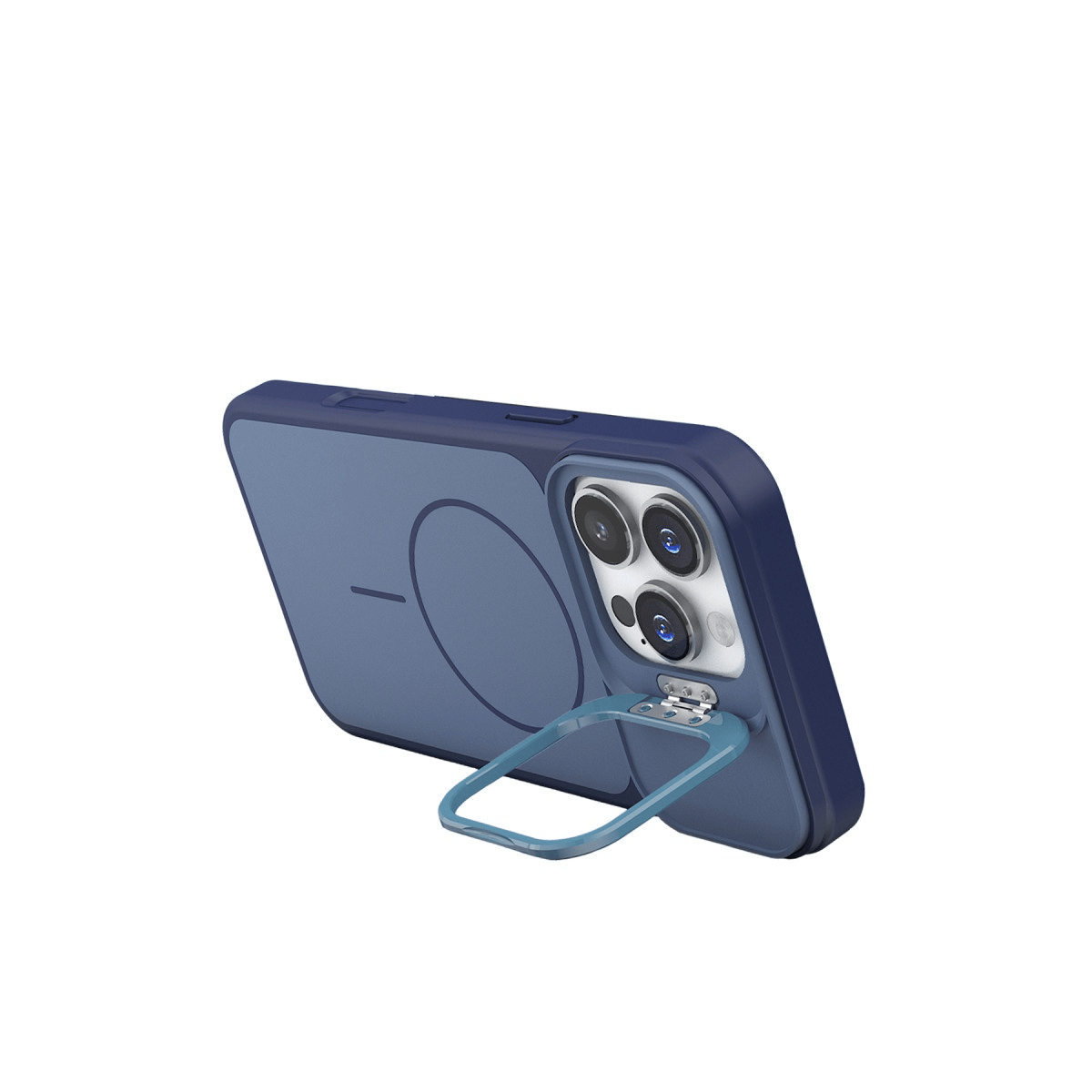 MAGSAFE KILIFLARJOKOPLMGSF11Apple iPhone 16 Pro Max Pale MagSafe Manyetik Kickstand, Darbe Koruma, Şeffaf Premium Standlı Kılıf – Mavi