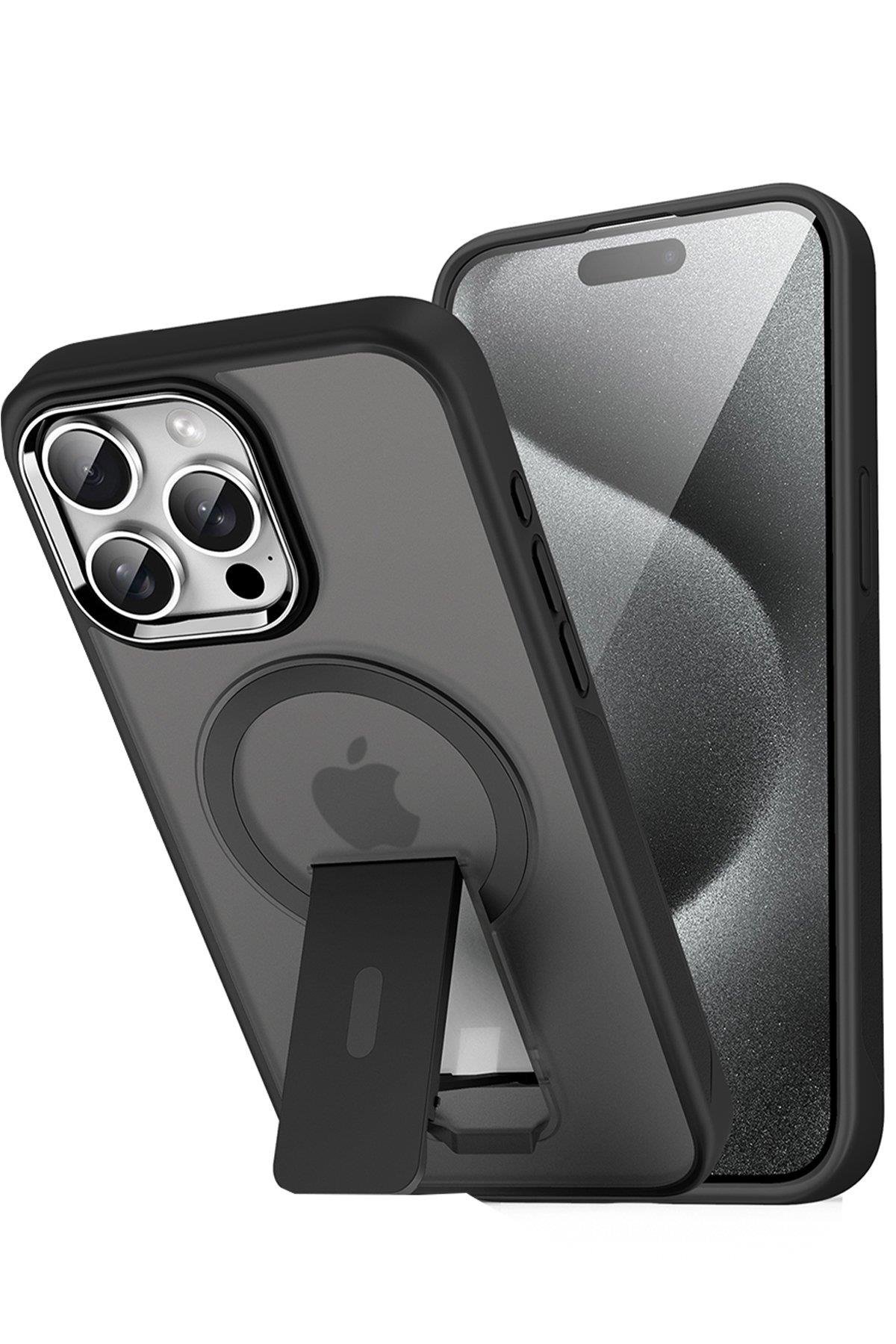 MAGSAFE KILIFLARNEWFACETRKMGSF15Apple iPhone 16 Pro Max Tork Magsafe Standlı Kapak - Siyah
