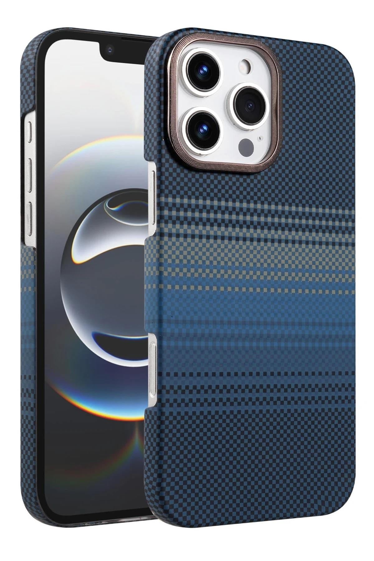 MAGSAFE KILIFLARNEWFACEVGKRBN12Apple iPhone 16 Pro Max Vega Karbon Magsafe Kapak - Mavi