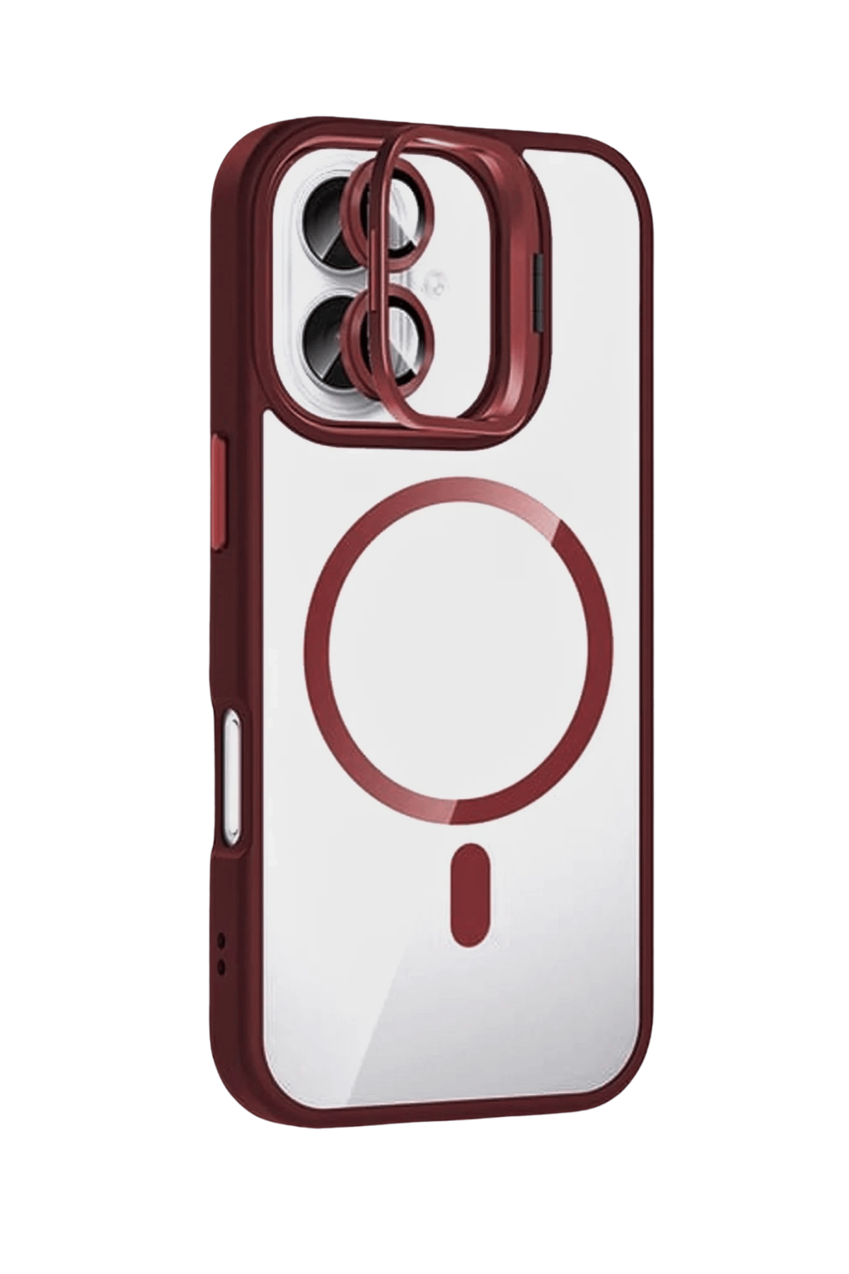 MAGSAFE KILIFLARJOKORMMLNSL23Apple iPhone 16 Remim Lensli MagSafe Standlı Darbe Korumalı Kılıf – Bordo