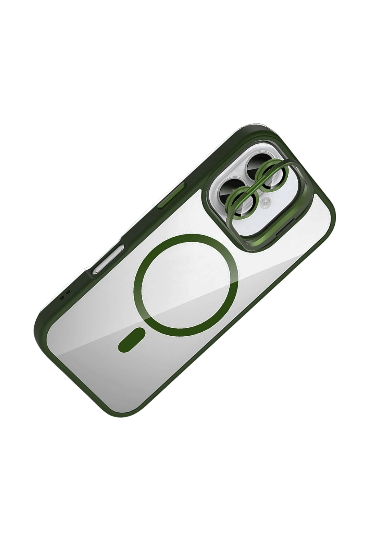 MAGSAFE KILIFLARJOKORMMLNSL21Apple iPhone 16 Remim Lensli MagSafe Standlı Darbe Korumalı Kılıf – Koyu Yeşil