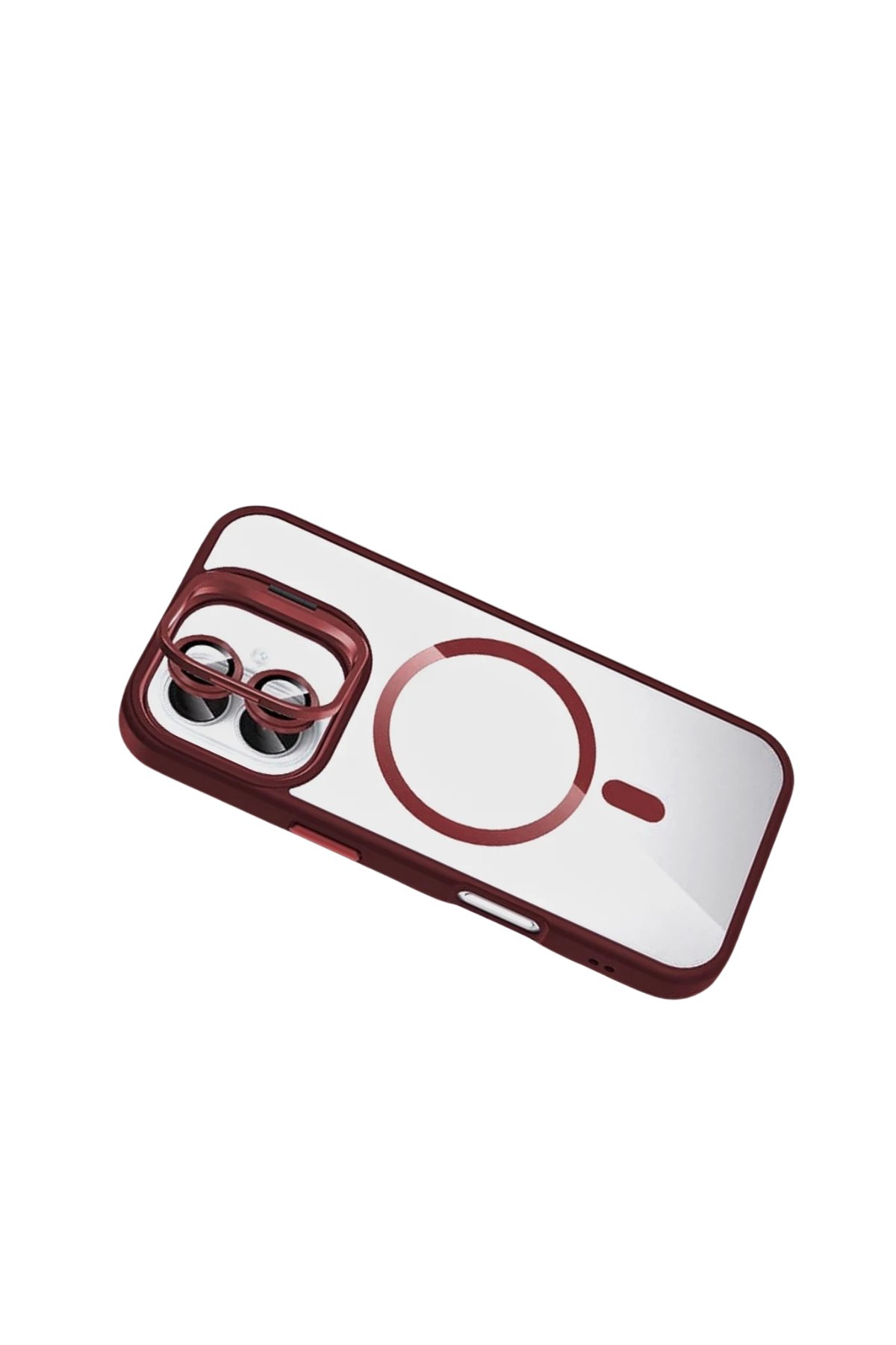 MAGSAFE KILIFLARJOKORMMLNSL23Apple iPhone 16 Remim Lensli MagSafe Standlı Darbe Korumalı Kılıf – Bordo