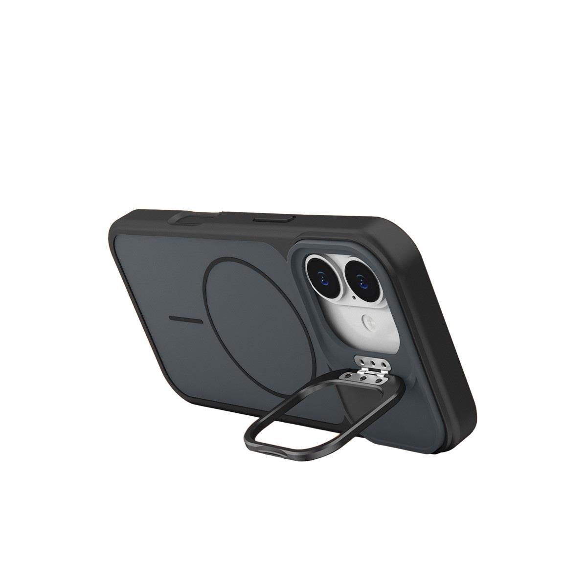 MAGSAFE KILIFLARJOKOPLMGSF01Apple iPhone 17 Pale MagSafe Manyetik Kickstand, Darbe Koruma, Şeffaf Premium Standlı Kılıf – Siyah