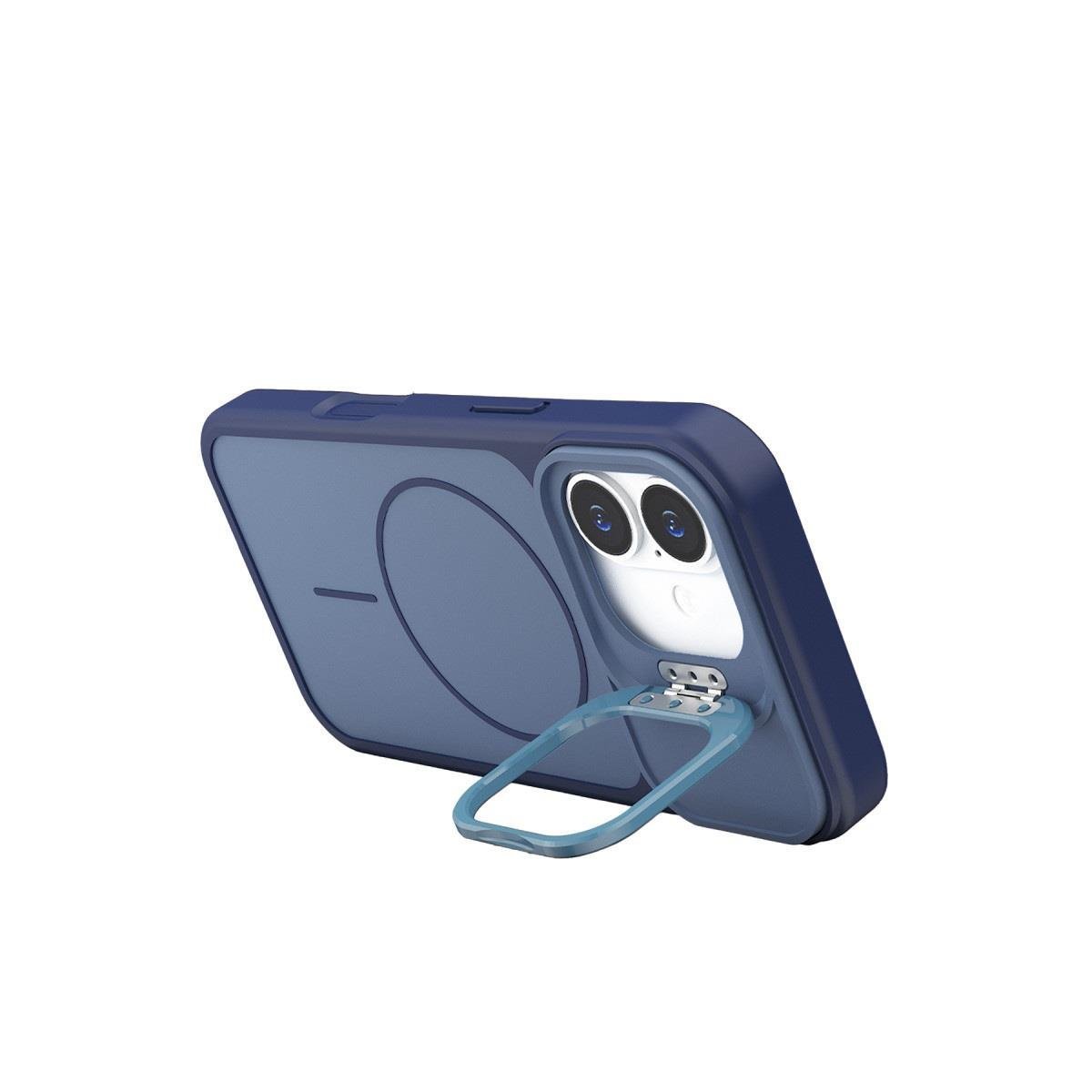 MAGSAFE KILIFLARJOKOPLMGSF02Apple iPhone 17 Pale MagSafe Manyetik Kickstand, Darbe Koruma, Şeffaf Premium Standlı Kılıf – Mavi