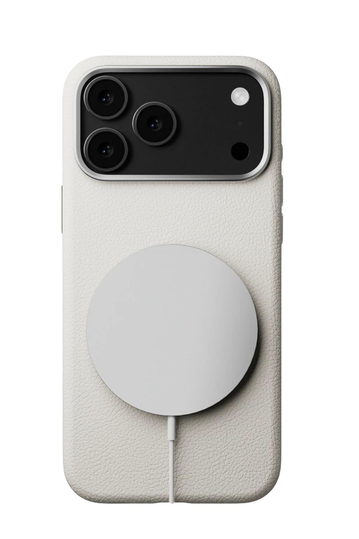MAGSAFE KILIFLARJOKOWNDR32Apple iPhone 17 Pro MagSafe Uyumlu Deri Telefon Kılıfı – Beyaz Wonder Seri