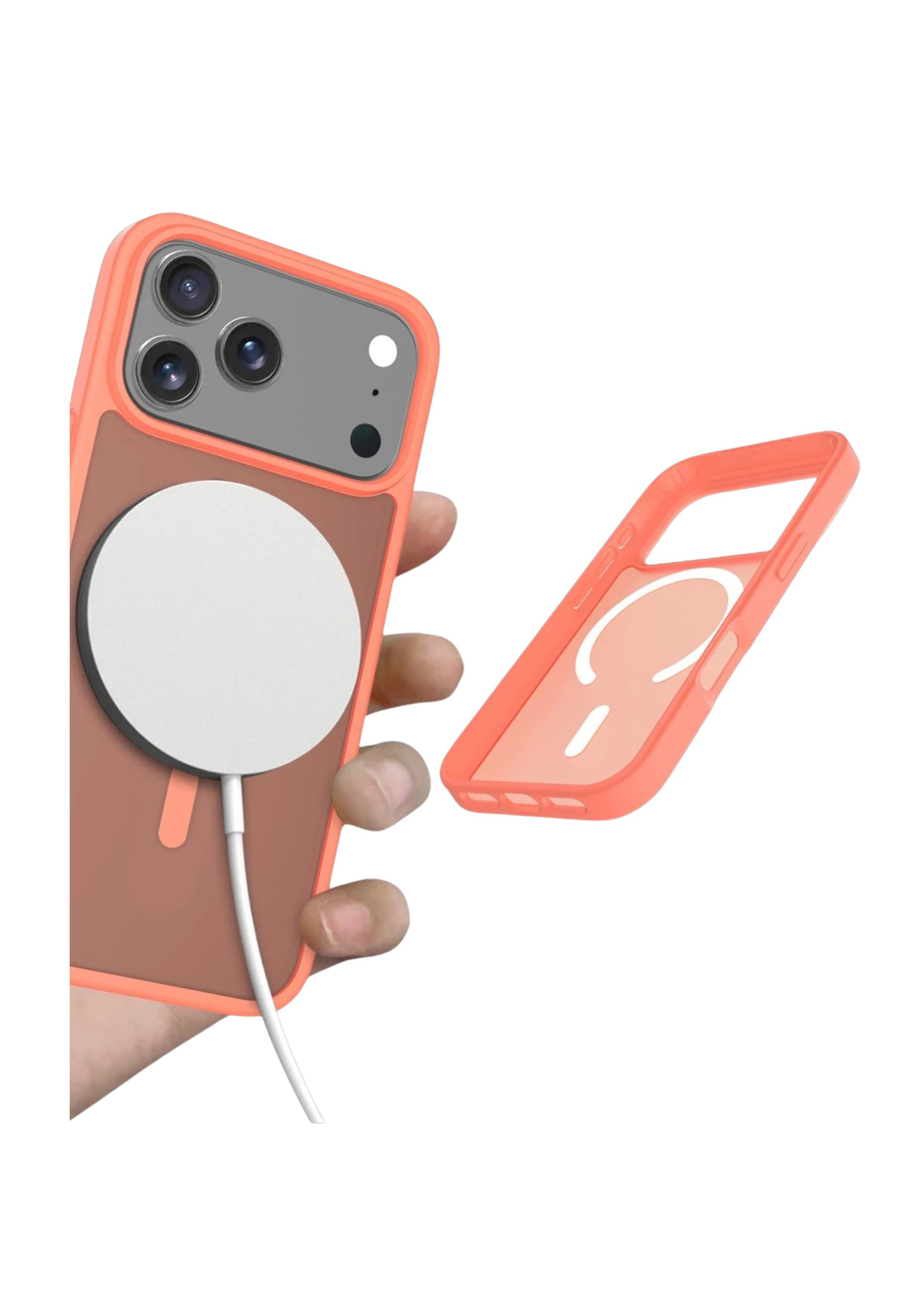 MAGSAFE KILIFLARJOKOJTSKN32Apple iPhone 17 Pro Max Jota MagSafe Uyumlu Şeffaf Telefon Kılıfı – Turuncu