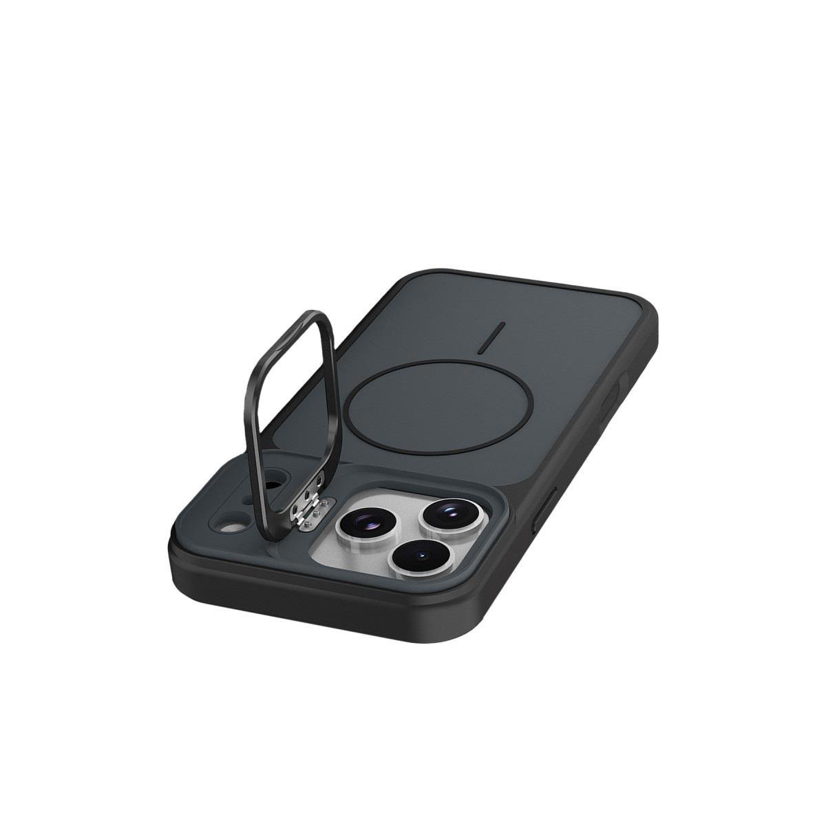 MAGSAFE KILIFLARJOKOPLMGSF04Apple iPhone 17 Pro Pale MagSafe Manyetik Kickstand, Darbe Koruma, Şeffaf Premium Standlı Kılıf – Siyah