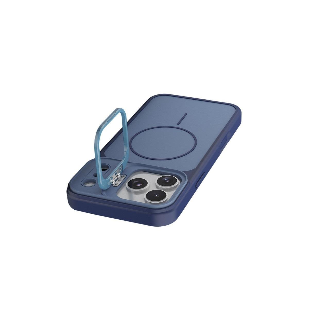 MAGSAFE KILIFLARJOKOPLMGSF05Apple iPhone 17 Pro Pale MagSafe Manyetik Kickstand, Darbe Koruma, Şeffaf Premium Standlı Kılıf – Mavi