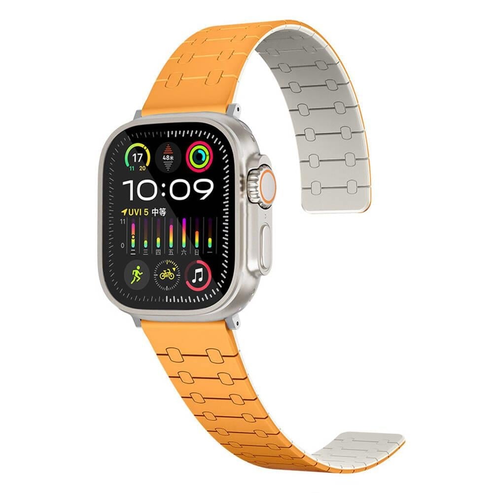 SİLİKON KORDONLARZORESLKN05Apple Watch 38mm/40mm/41mm Çizgili Desenli Silikon Kordon - Turuncu