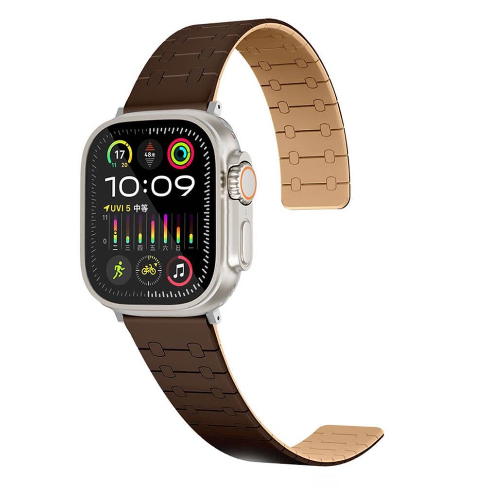 SİLİKON KORDONLARZORESLKN06Apple Watch 38mm/40mm/41mm Çizgili Desenli Silikon Kordon - Kahverengi