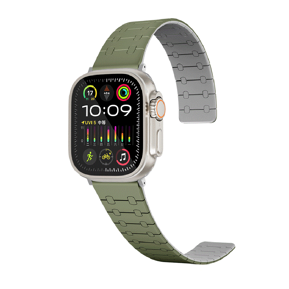 SİLİKON KORDONLARZORESLKN08Apple Watch 38mm/40mm/41mm Çizgili Desenli Silikon Kordon - Yeşil
