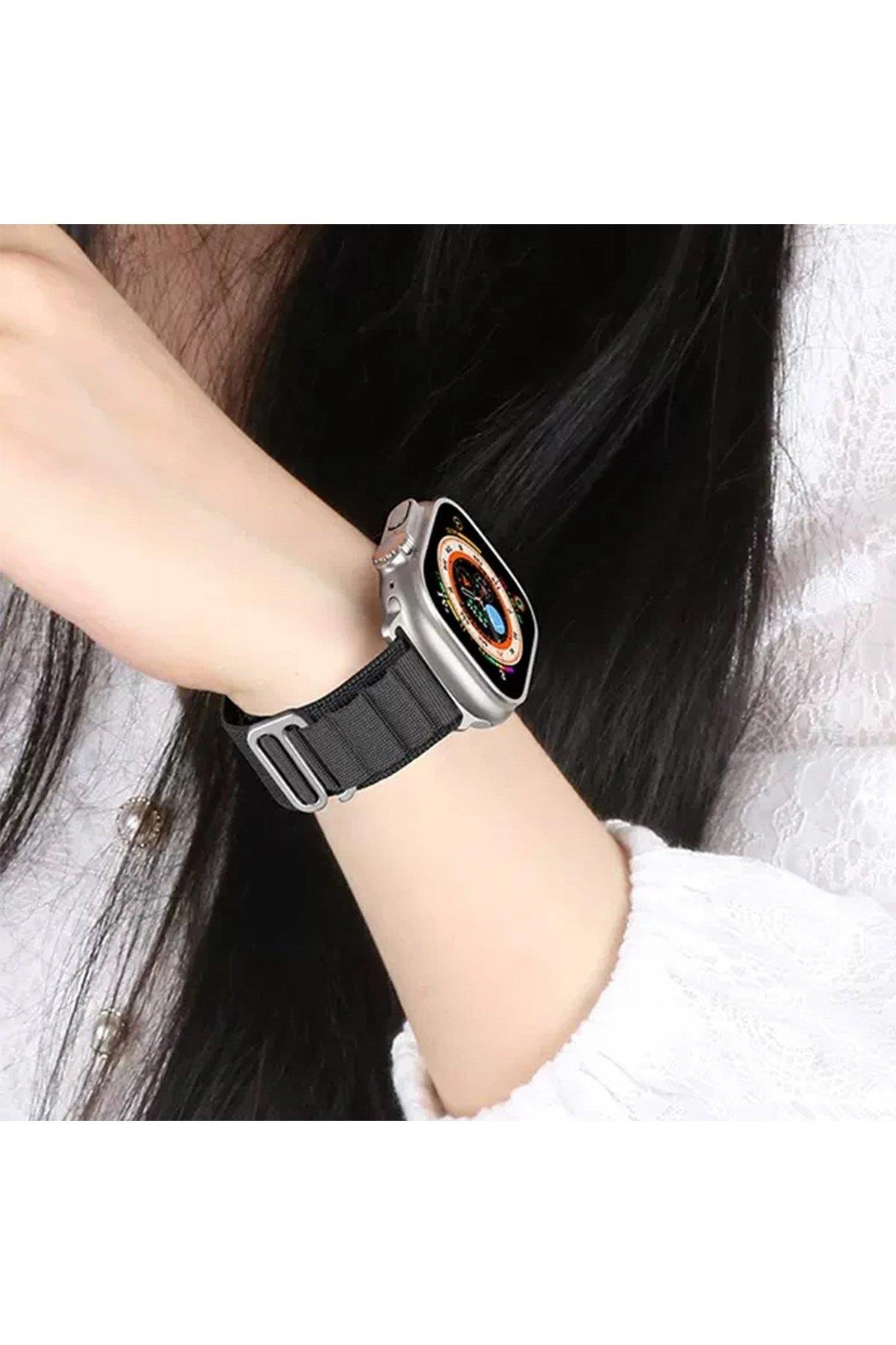 HASIR BEZ KORDONLARNEWFACEHSR08Apple Watch 38mm/40mm/41mm Mountain Kordon - Koyu Pembe