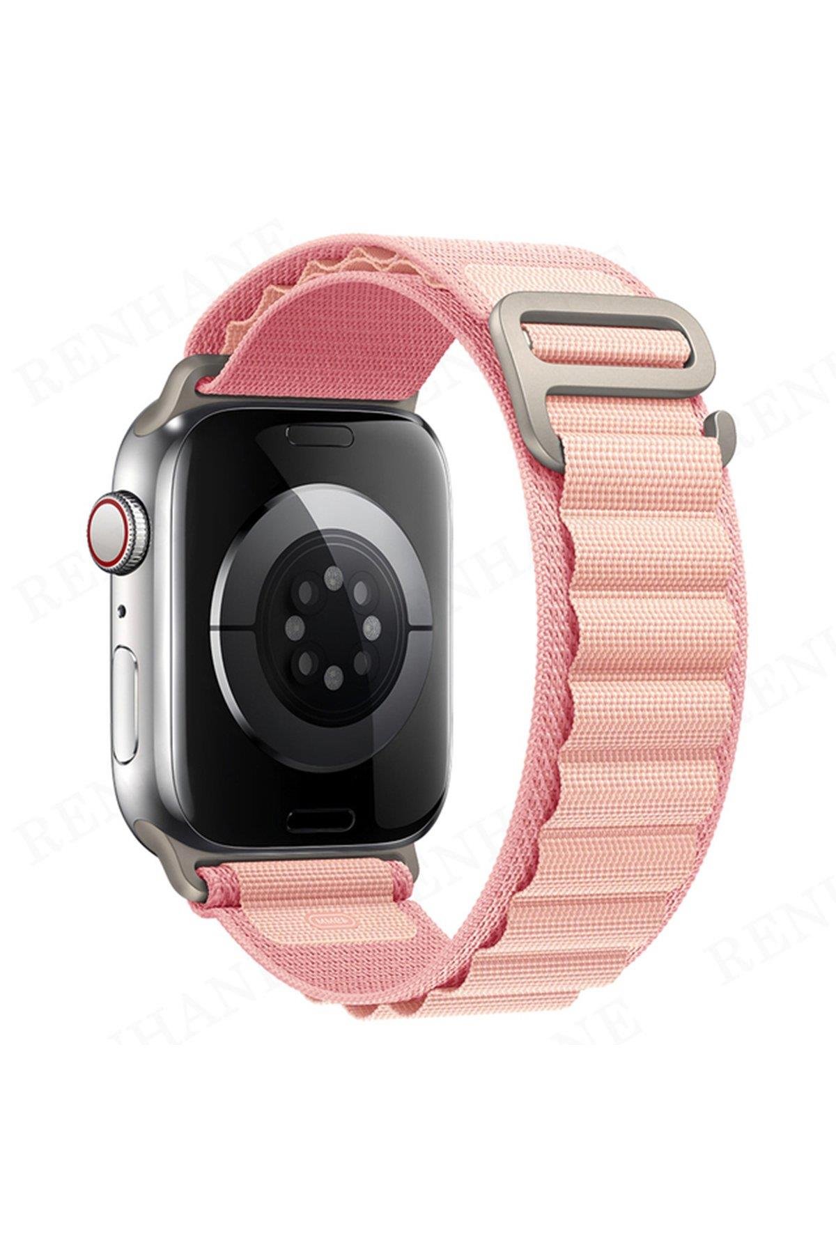 HASIR BEZ KORDONLARNEWFACEHSR08Apple Watch 38mm/40mm/41mm Mountain Kordon - Koyu Pembe