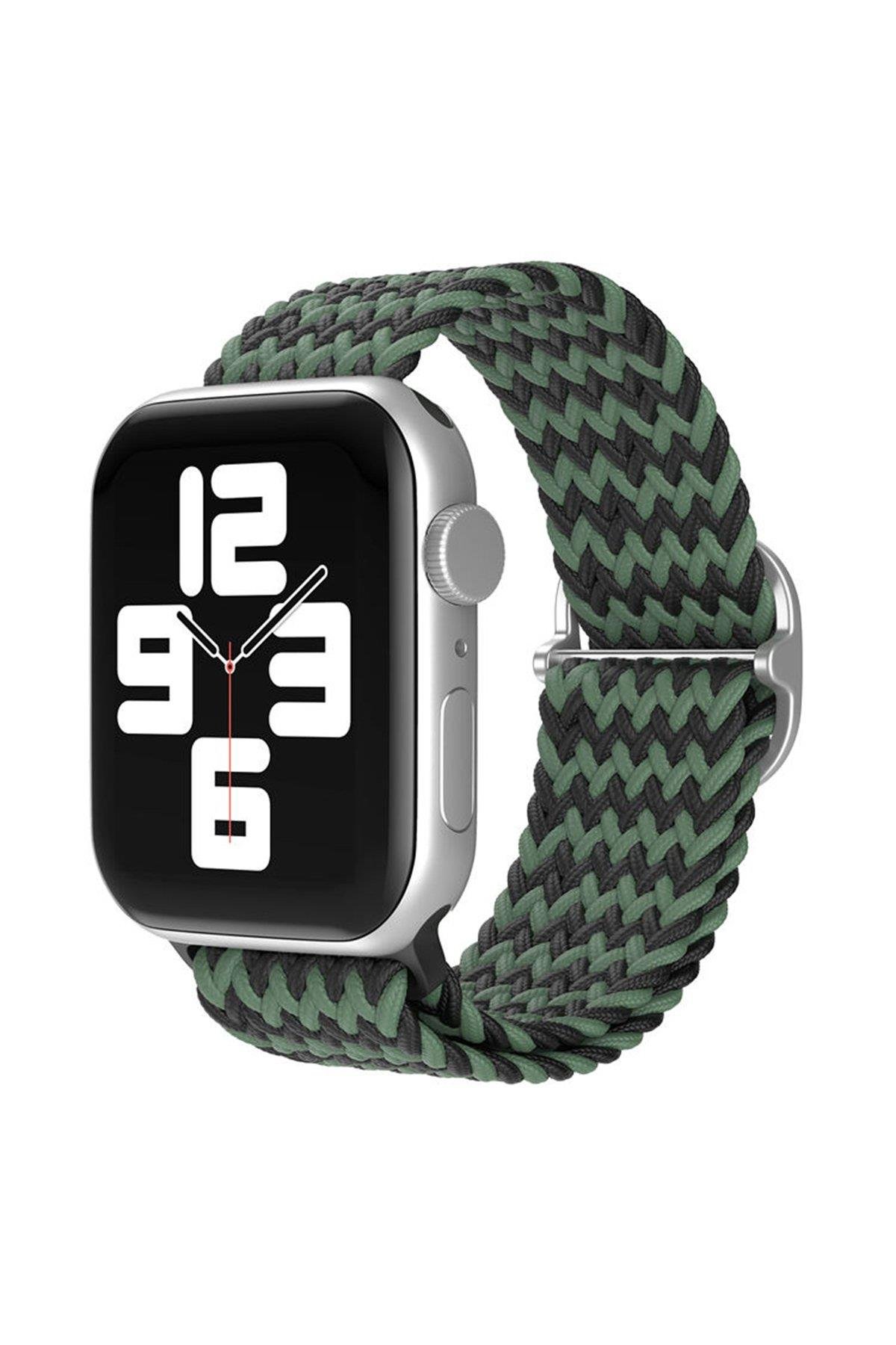 ÖRGÜ KORDONLARNEWFACEÖRG03Apple Watch 38mm/40mm/41mm Star Kordon - Zigzag Yeşil-Siyah