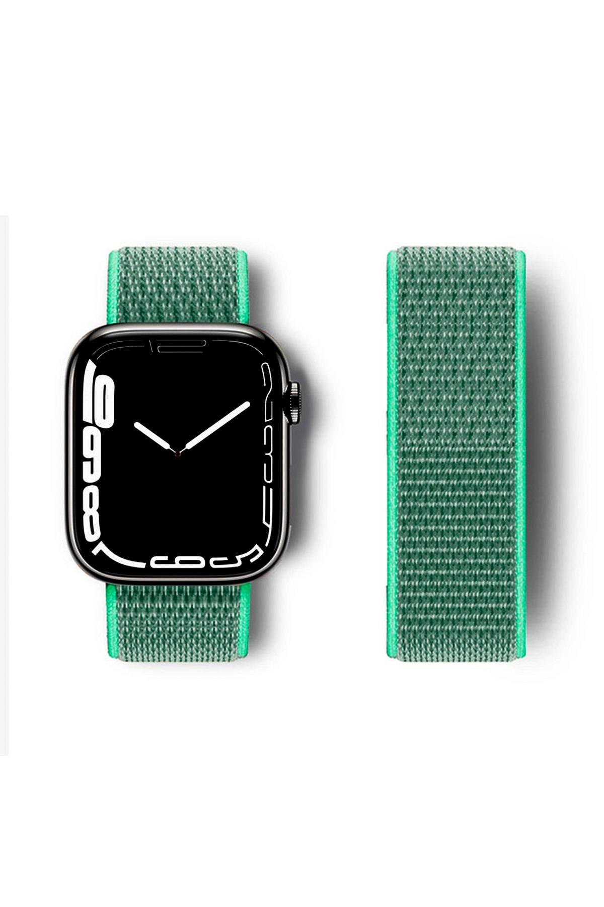 HASIR BEZ KORDONLARNEWFACEHSR14Apple Watch 42mm / 44mm / 45mm / 46mm / 49mm Hasırlı Cırtcırtlı Kordon - Turkuaz