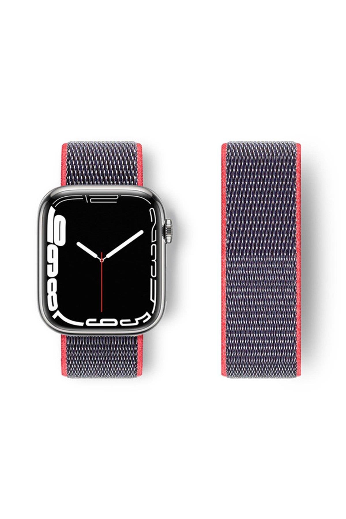 HASIR BEZ KORDONLARNEWFACEHSR20Apple Watch 42mm / 44mm / 45mm / 46mm / 49mm Hasırlı Cırtcırtlı Kordon - Pembe
