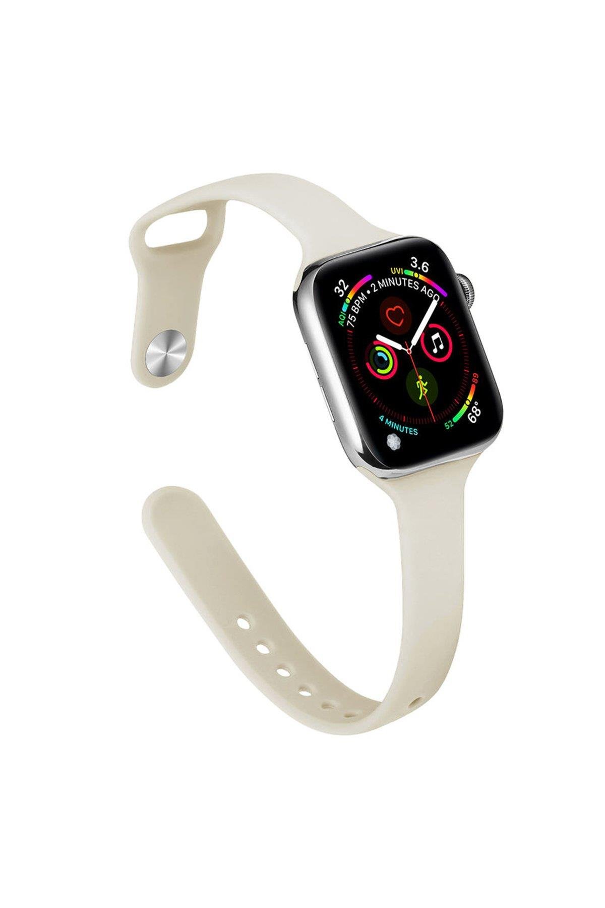 SİLİKON KORDONLARNEWFACEKLSK04Apple Watch 42mm / 44mm / 45mm / 46mm / 49mm Klasik Kordon - Krem