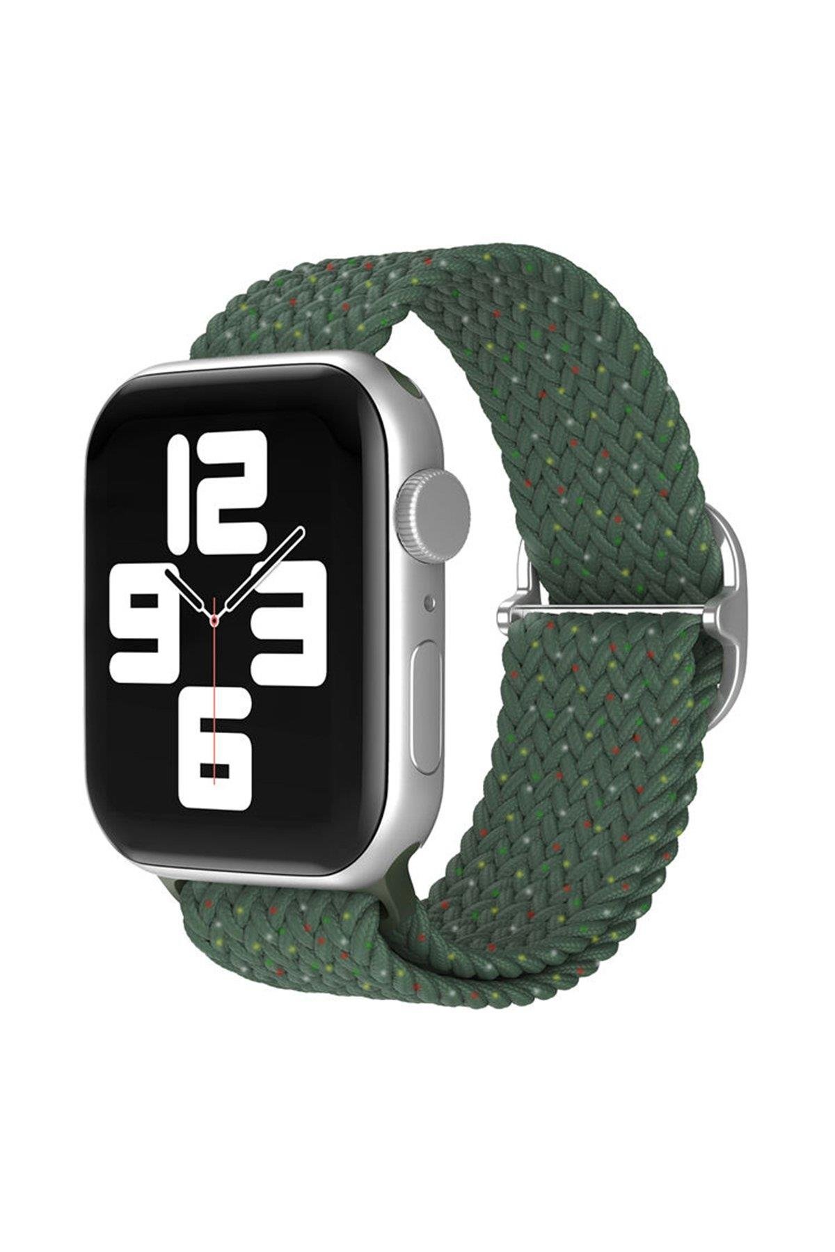 ÖRGÜ KORDONLARNEWFACEÖRG12Apple Watch 42mm / 44mm / 45mm / 46mm / 49mm Star Kordon - Benekli Koyu Yeşil