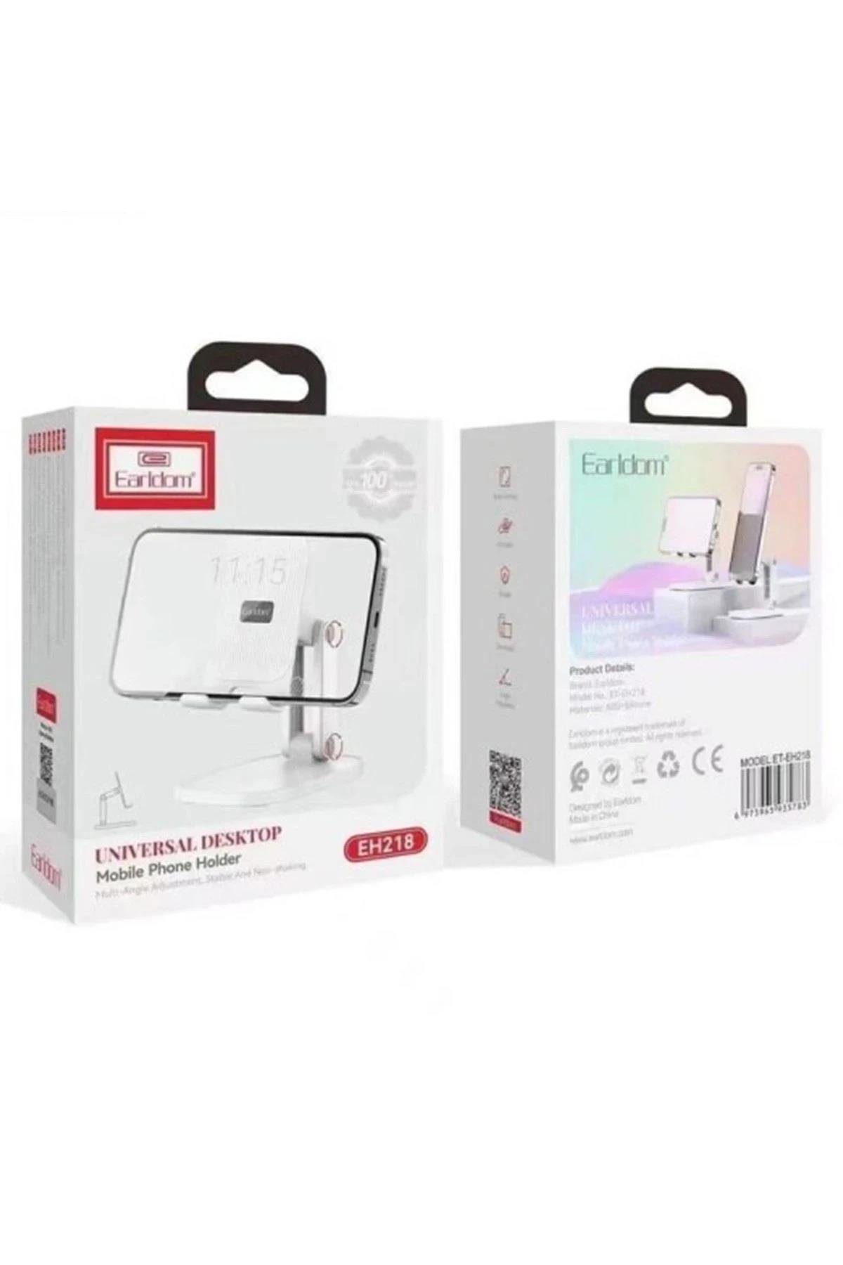 Telefon TutucuEARLDOMPHNHLDR03Earldom EH218 Ayarlanabilir Katlanabilir Masaüstü Telefon ve Tablet Tutucu – Beyaz