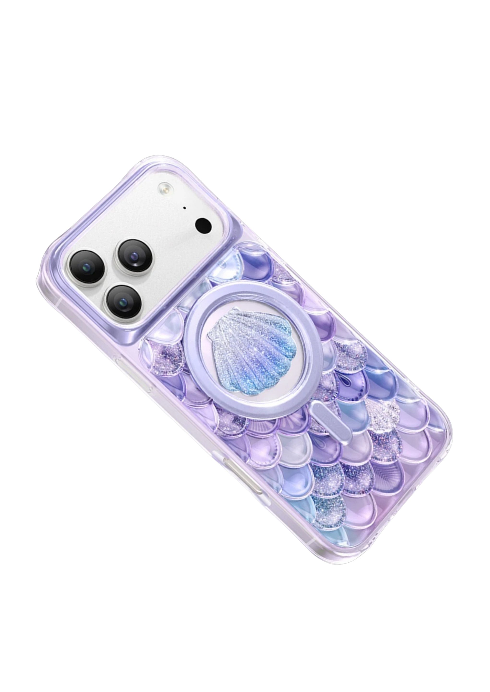 KEEPHONE MARKA KILIFLARKEEPHONEICLND06Keephone iPhone 17 Pro MagSafe Uyumlu Iceland Simli Şeffaf Telefon Kılıfı – Mor