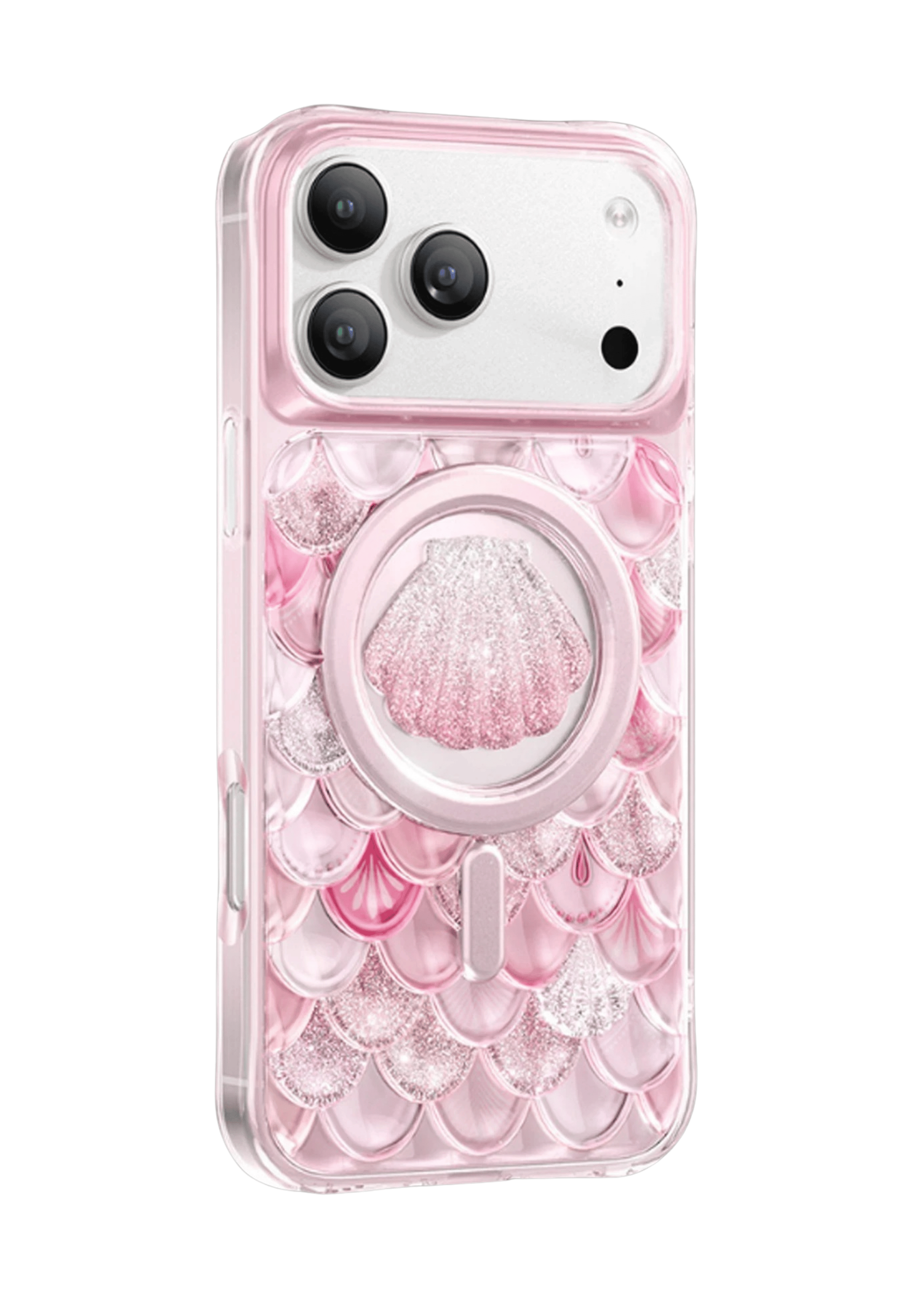 KEEPHONE MARKA KILIFLARKEEPHONEICLND05Keephone iPhone 17 Pro MagSafe Uyumlu Iceland Simli Şeffaf Telefon Kılıfı – Pembe