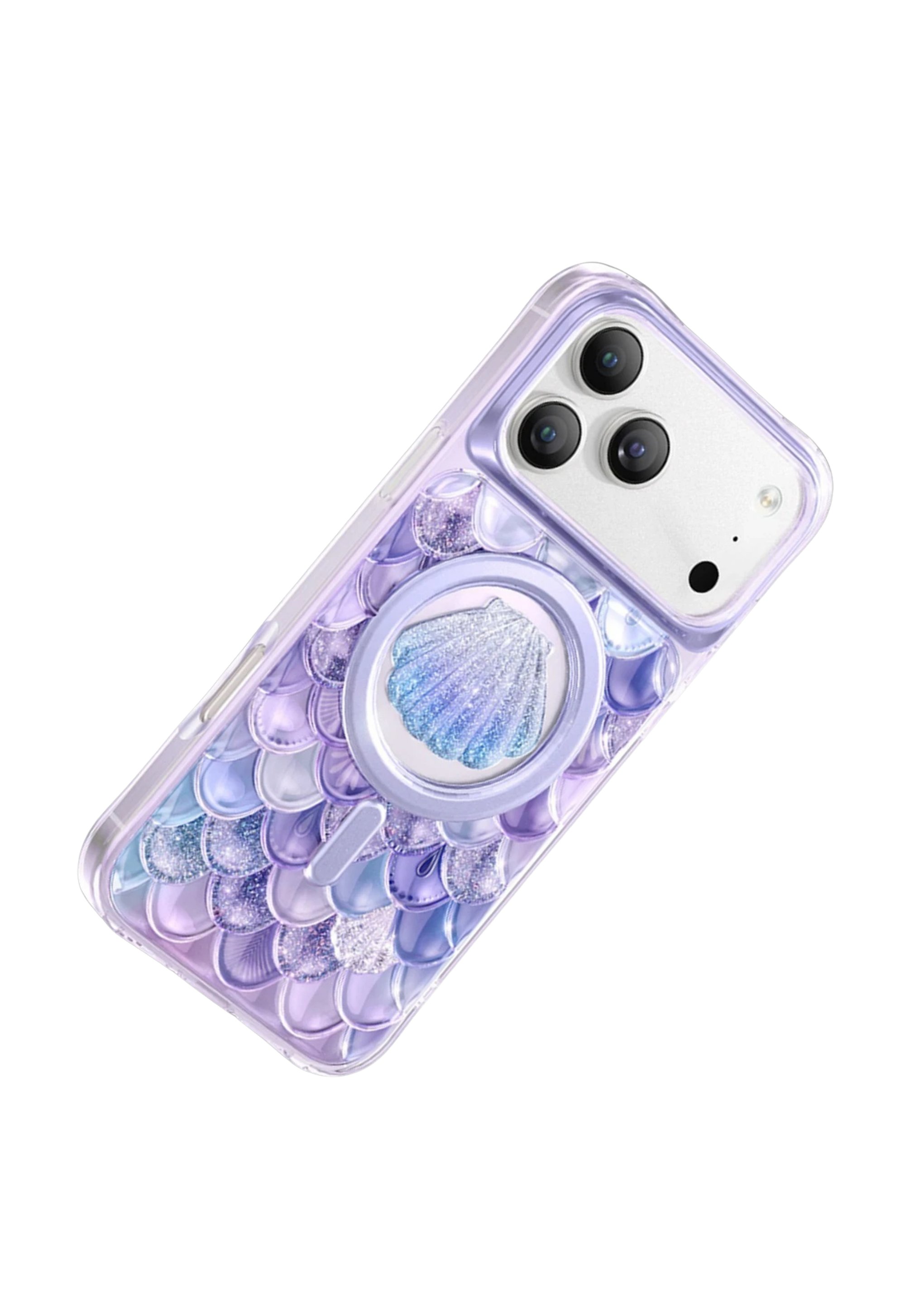 KEEPHONE MARKA KILIFLARKEEPHONEICLND06Keephone iPhone 17 Pro MagSafe Uyumlu Iceland Simli Şeffaf Telefon Kılıfı – Mor