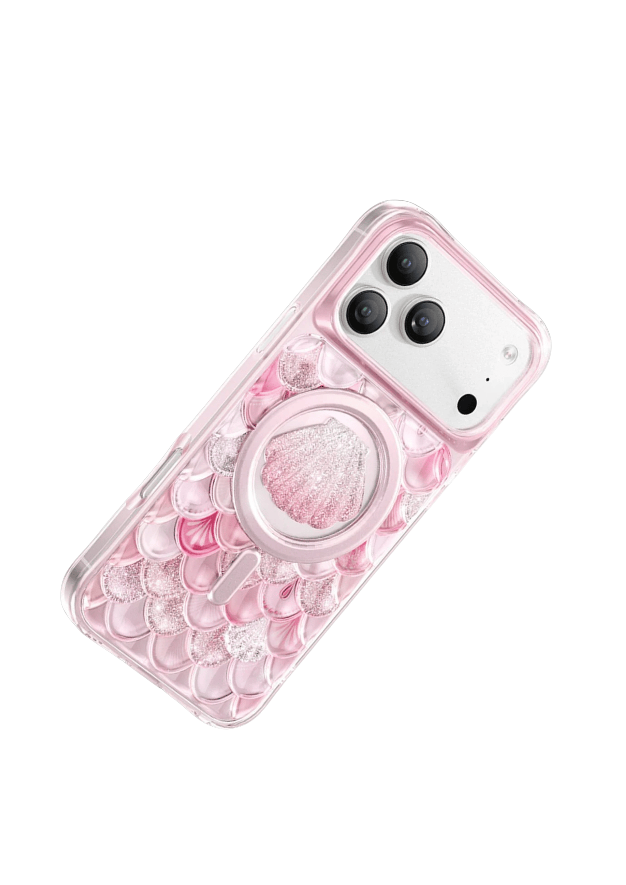 KEEPHONE MARKA KILIFLARKEEPHONEICLND05Keephone iPhone 17 Pro MagSafe Uyumlu Iceland Simli Şeffaf Telefon Kılıfı – Pembe