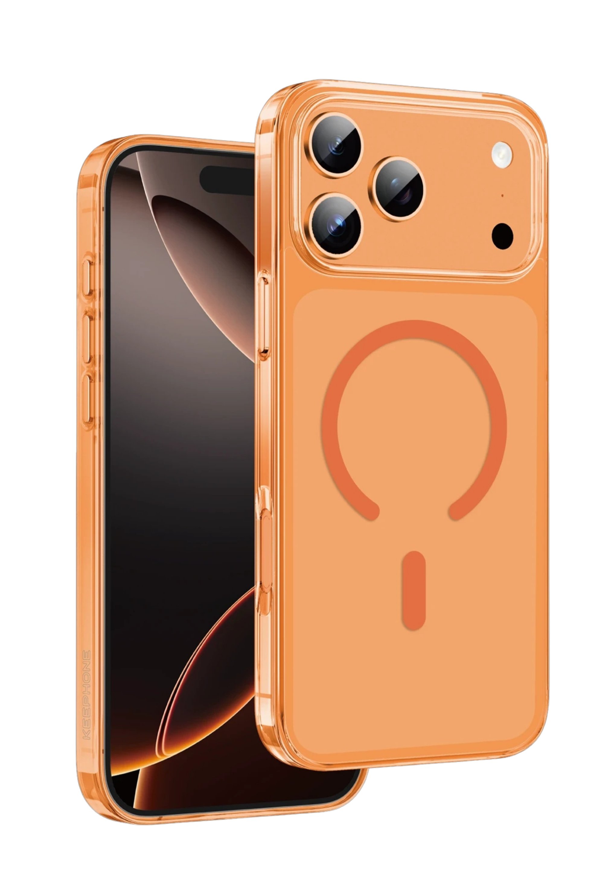 KEEPHONE MARKA KILIFLARKEEPHONEGLZ02Keephone iPhone 17 Pro Max Glaze MagSafe Uyumlu Darbeye Dayanıklı Kılıf – Turuncu
