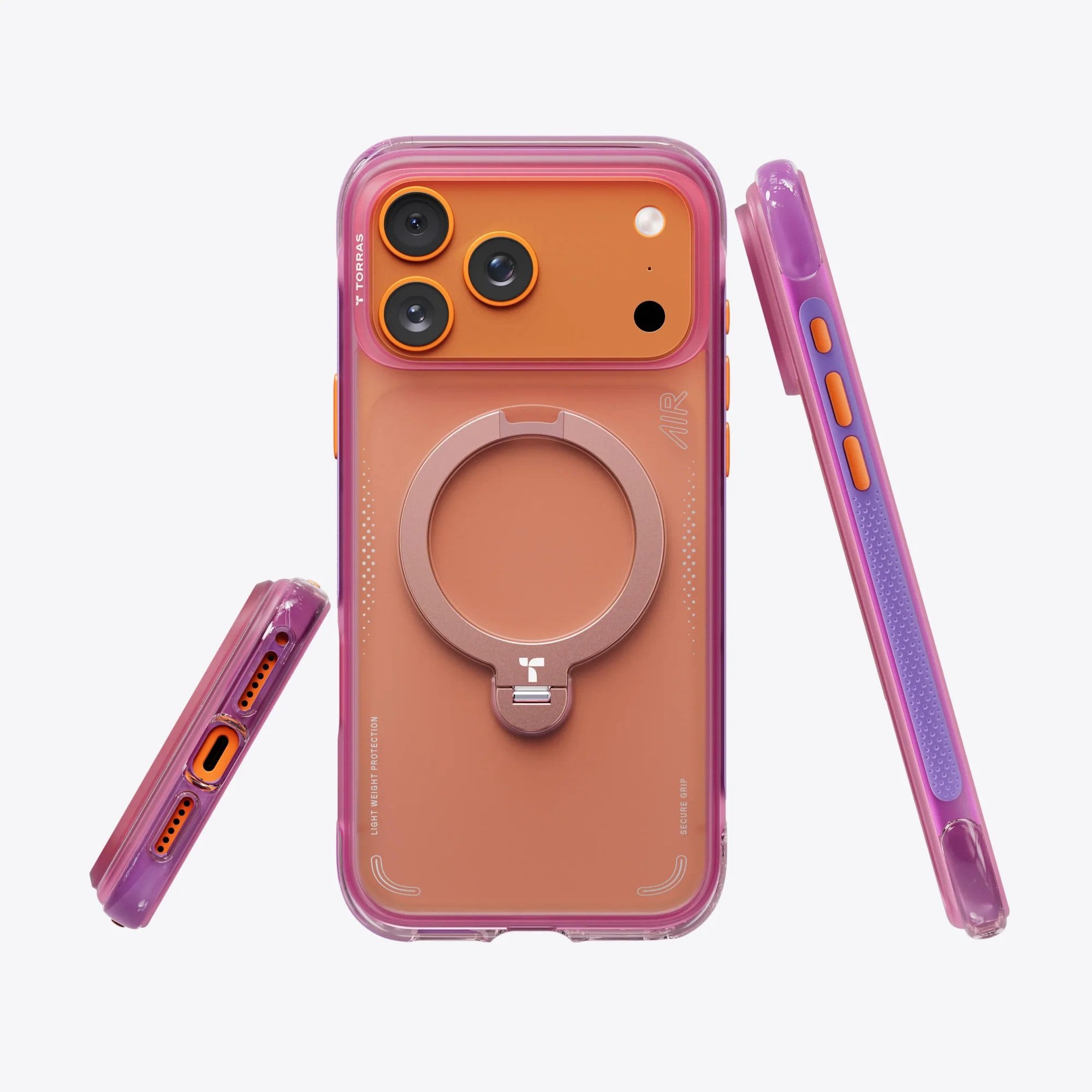 TORRAS MARKA KILIFLARTORRASTRRS04Torras iPhone 17 Pro Max Ostand Spin Air MagSafe Standlı Koruma Kılıf – Pembe