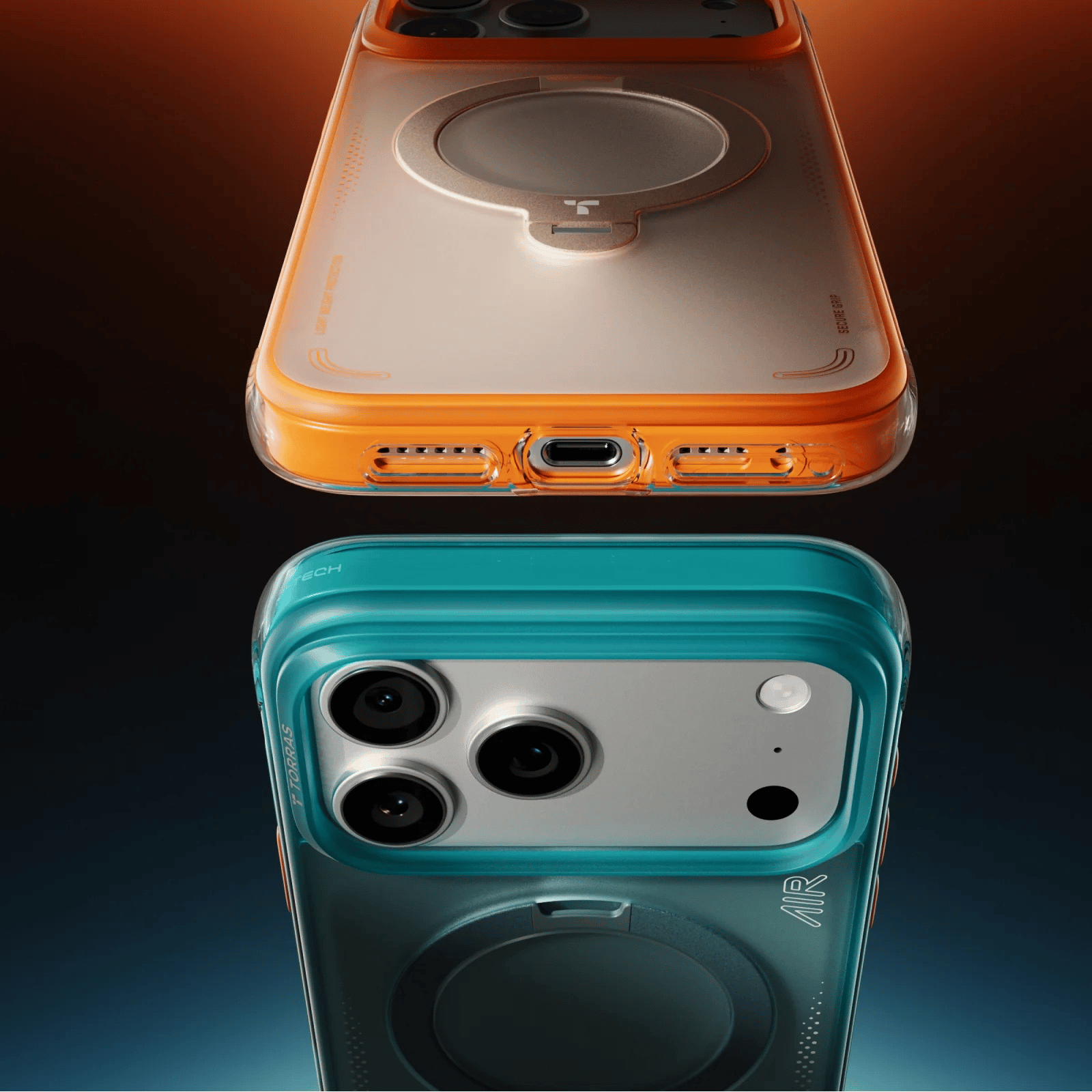 TORRAS MARKA KILIFLARTORRASTRRS03Torras iPhone 17 Pro Max Ostand Spin Air MagSafe Standlı Koruma Kılıf – Yeşil-Mavi