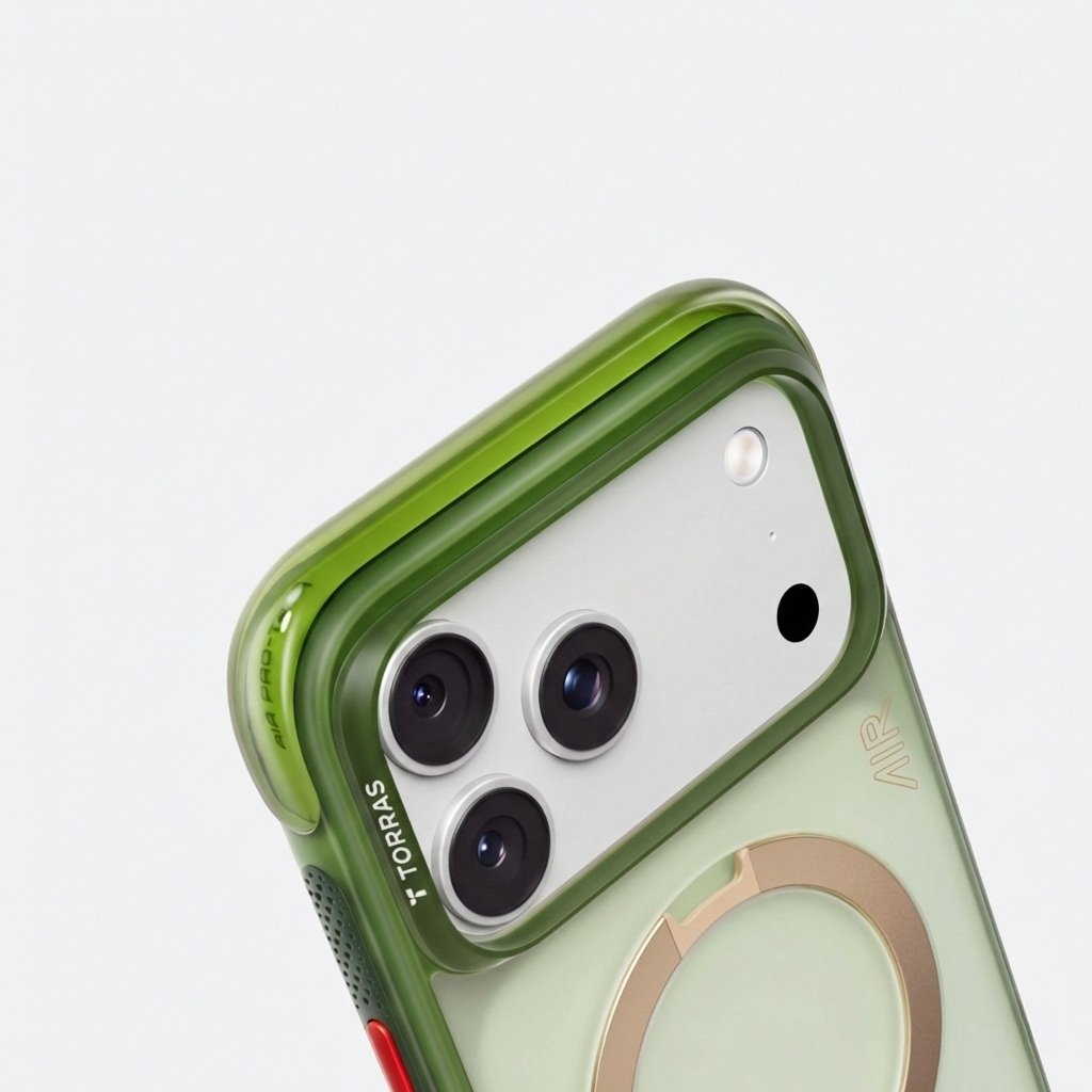 TORRAS MARKA KILIFLARTORRASTRRS13Torras iPhone 17 Pro Ostand Spin Air MagSafe Standlı Koruma Kılıf – Orman Yeşili