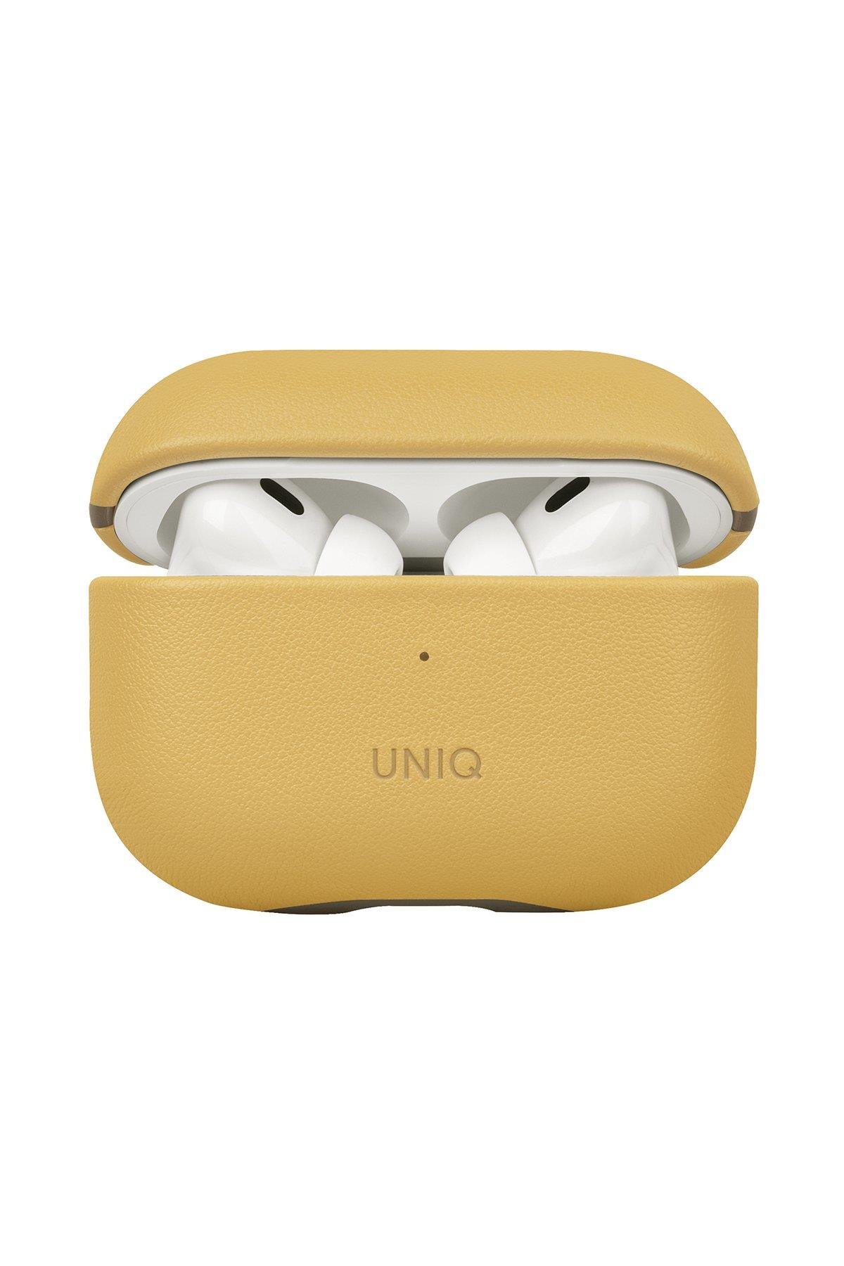 UNIQ AİRPODS KILIFLARIUNIQUNQ24Uniq Airpods Pro 2 (2.nesil) Lyden DS Deri Kılıf - Sarı