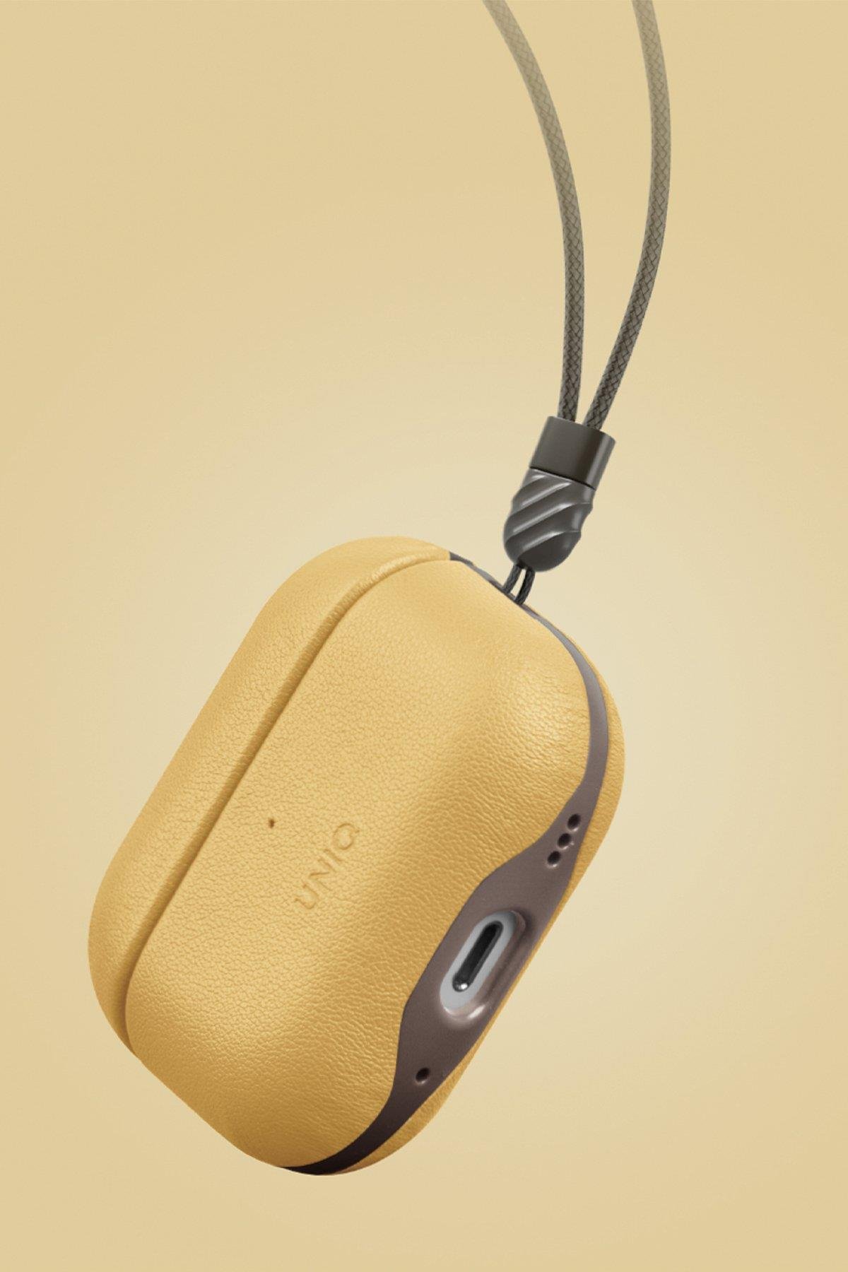 UNIQ AİRPODS KILIFLARIUNIQUNQ24Uniq Airpods Pro 2 (2.nesil) Lyden DS Deri Kılıf - Sarı