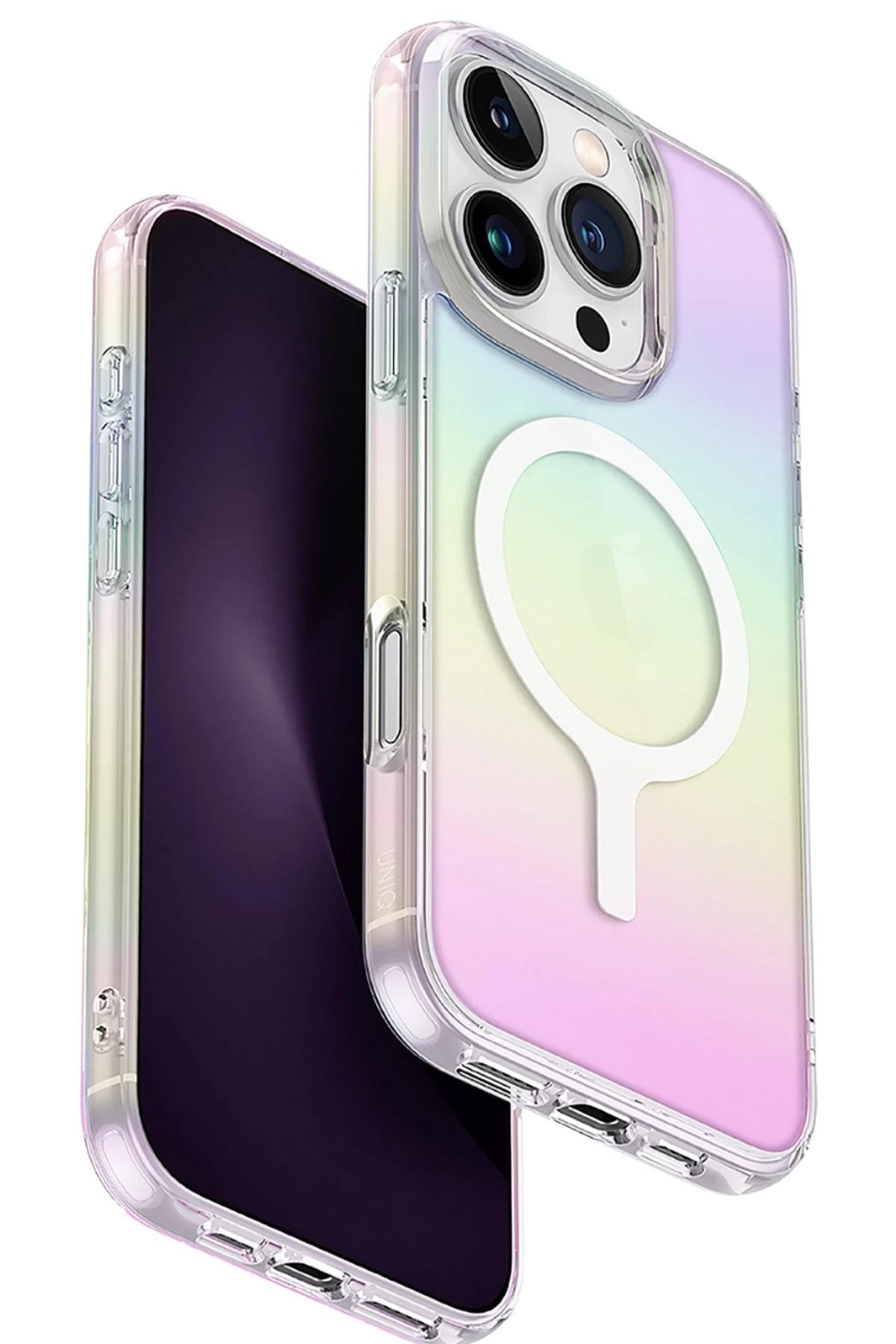UNIQ MARKA KILIFLAR UNIQUNQ60Uniq Apple iPhone 16 Pro Iridescia Magsafe Kapak - Rainbow