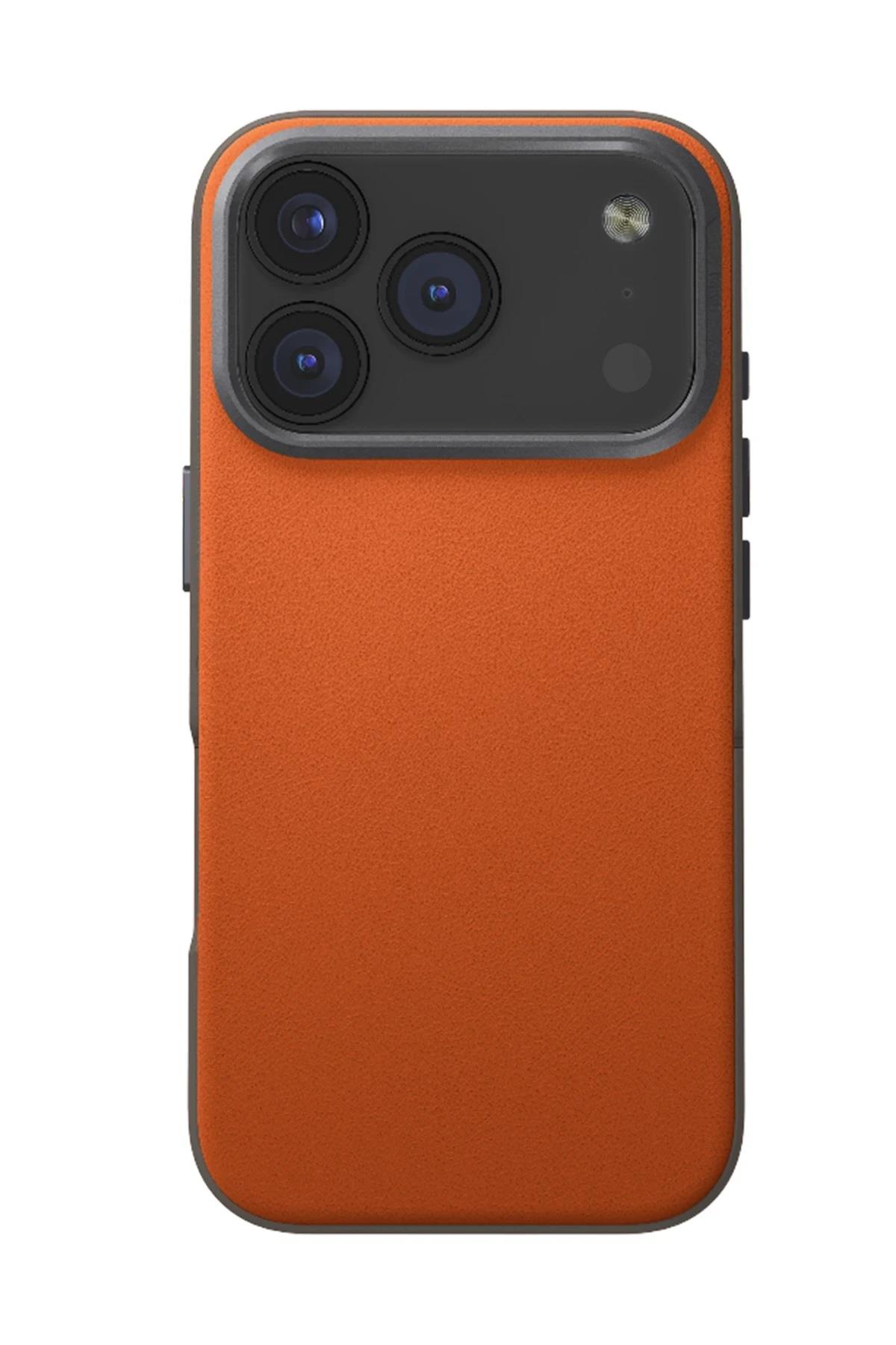 UNIQ MARKA KILIFLAR UNIQUNQ67Uniq Apple iPhone 17 Pro Max MagSafe Uyumlu Lyden DS Deri Telefon Kılıfı – Turuncu