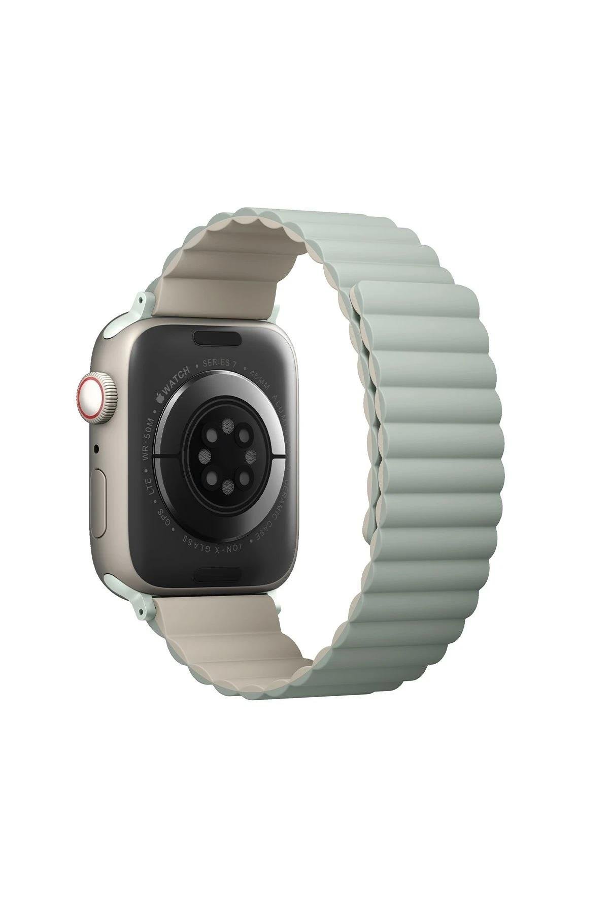 UNIQ KORDONLARUNIQUNQ87Uniq Apple Watch 38mm/40mm/41mm Revix Premium Reversible Manyetik Kordon - Yeşil-Bej