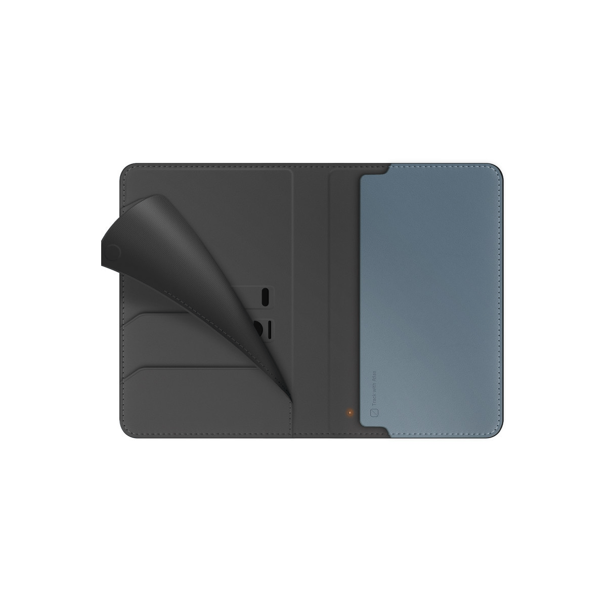 UNIQ MAGSAFE CÜZDANUNIQUNQ141Uniq Belmont RFID-Block Apple Find My Özellikli Vegan Deri Kart & Pasaport Tutucu – Gri-Mavi