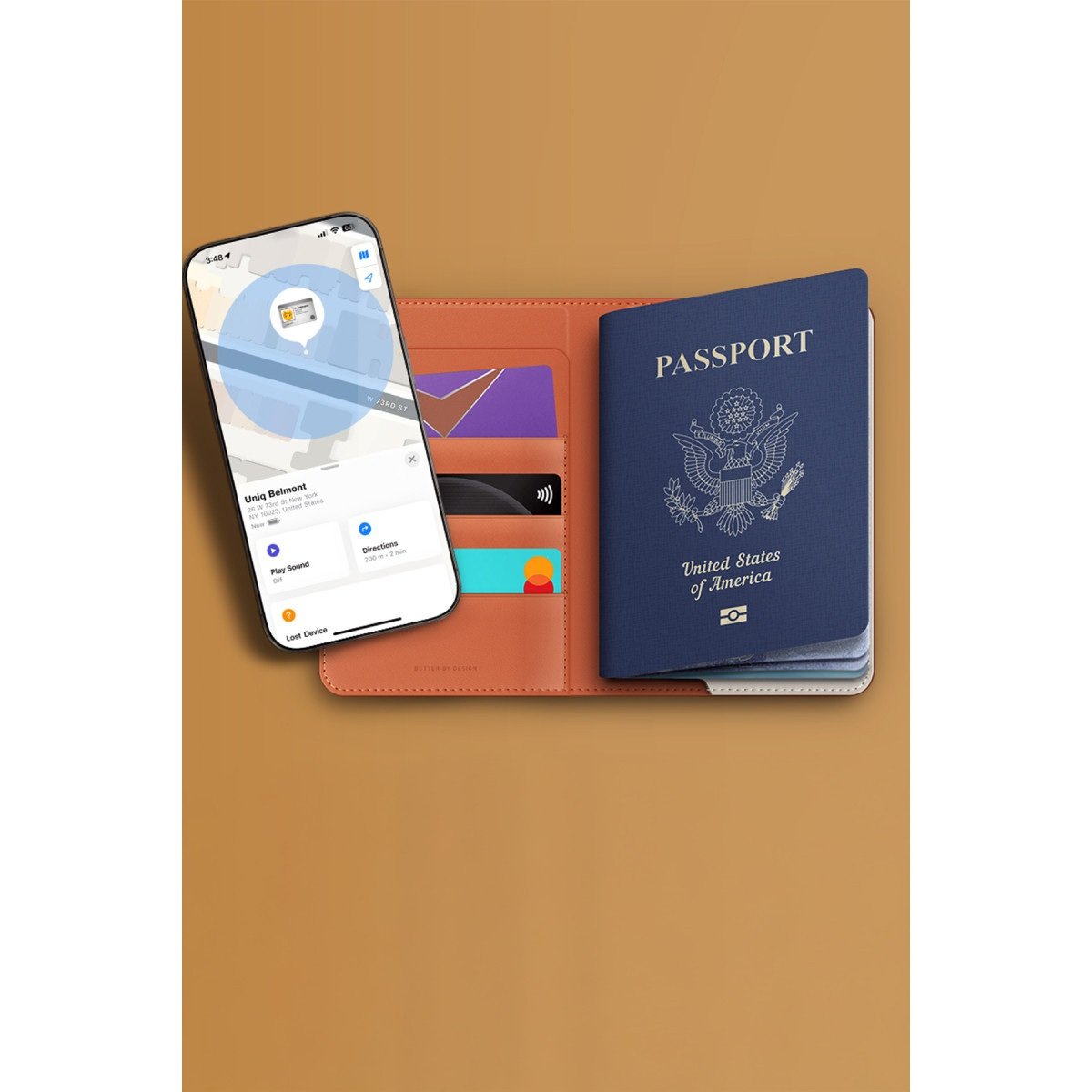 UNIQ MAGSAFE CÜZDANUNIQUNQ141Uniq Belmont RFID-Block Apple Find My Özellikli Vegan Deri Kart & Pasaport Tutucu – Gri-Mavi