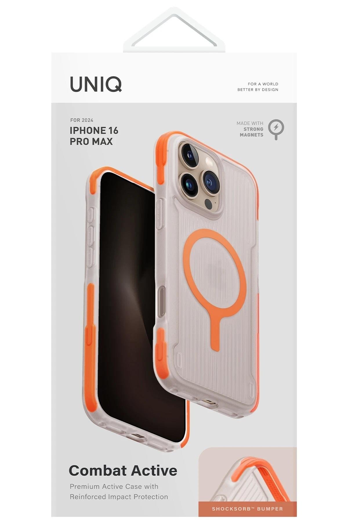 UNIQ MARKA KILIFLAR UNIQUNQ34Uniq iPhone 16 Pro Max Combat Active Magsafe Kapak - Turuncu