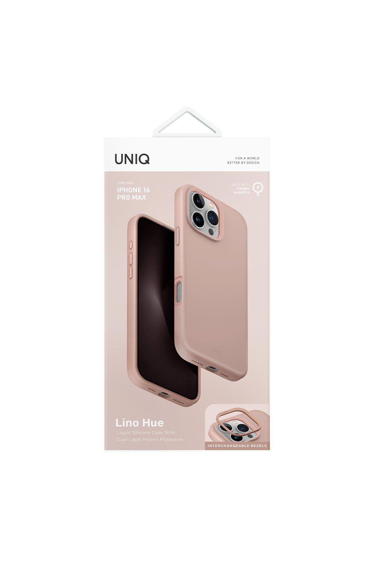 UNIQ MARKA KILIFLAR UNIQUNQ02Uniq iPhone 16 Pro Max Lino Hue Magsafe Kapak - Pembe