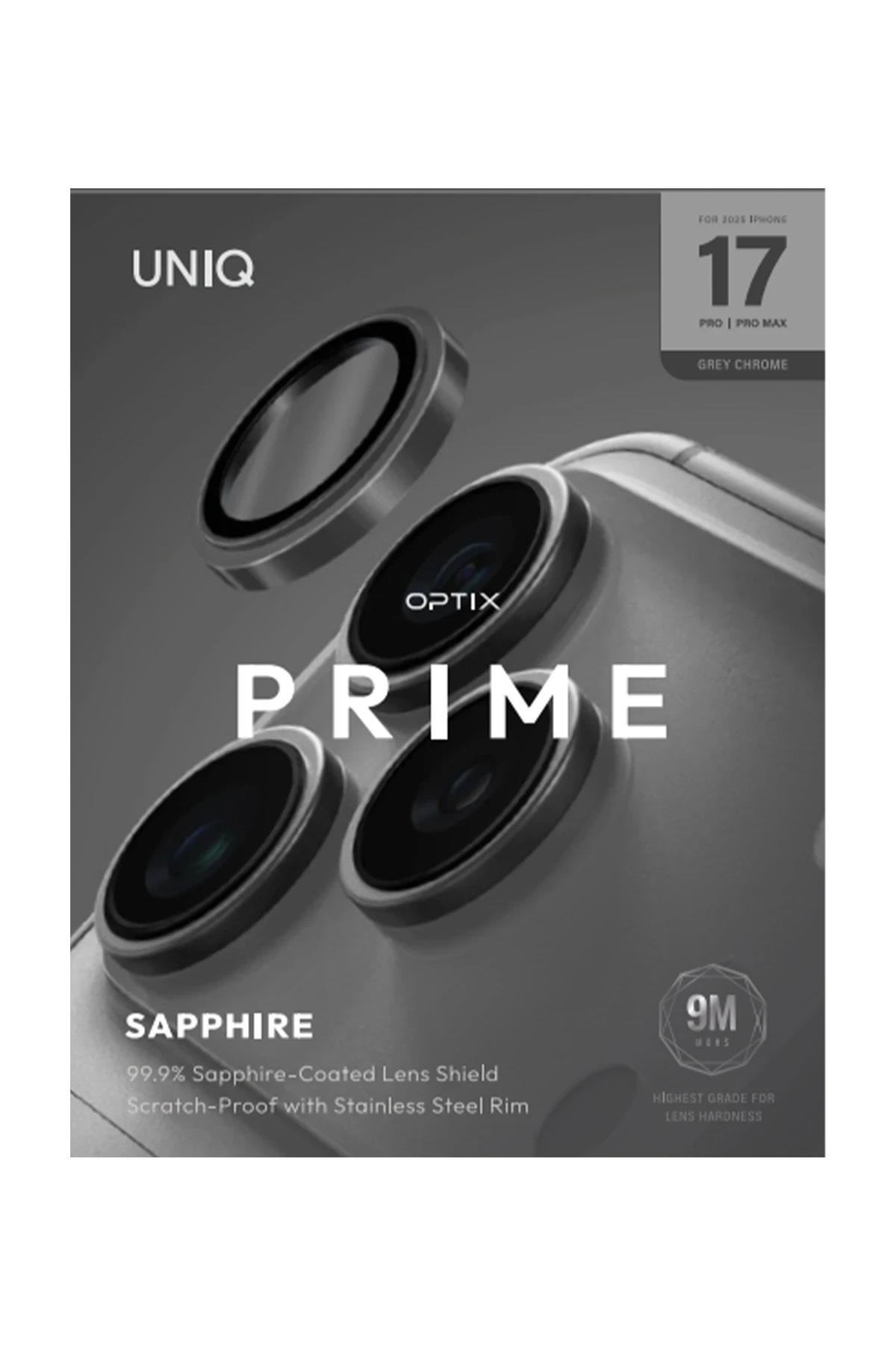 Lens KoruyucuUNIQUNQ91Uniq iPhone 17 Pro / 17 Pro Max Optix Sapphire Çelik Çerçeveli Kamera Lens Koruyucu – Lacivert