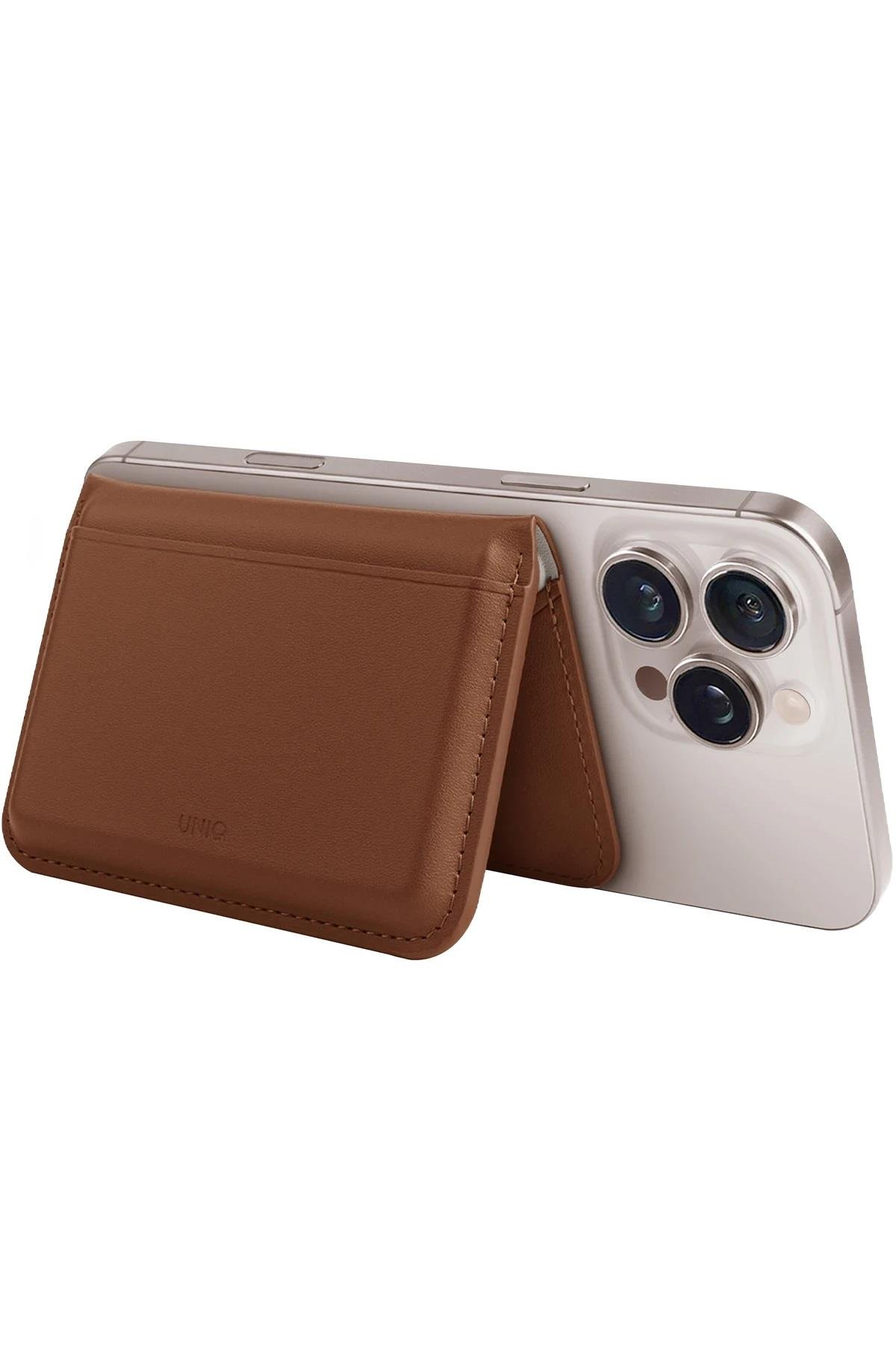 UNIQ MAGSAFE CÜZDANUNIQUNQ49Uniq Lyden DS RFID-Block Manyetik Cüzdan - Karamel-Bej