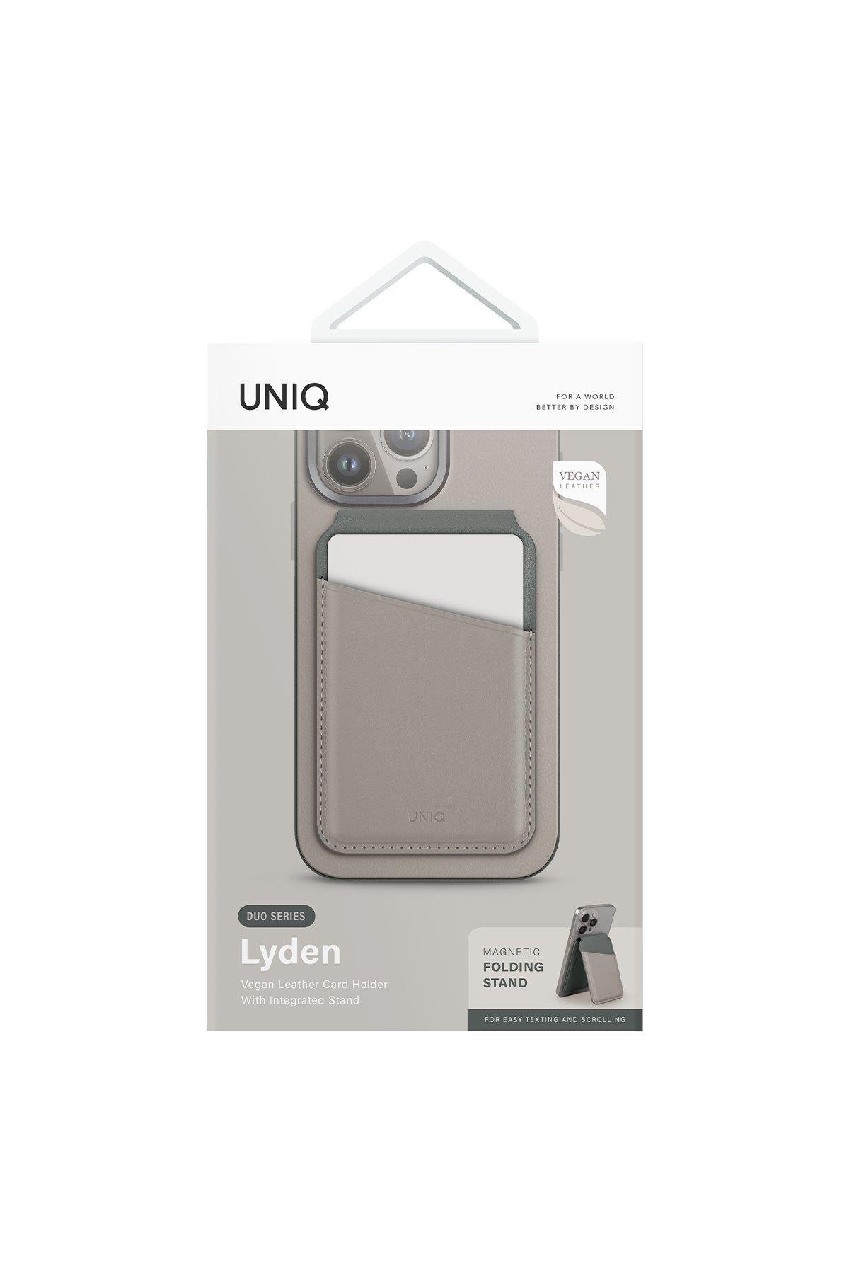 UNIQ MAGSAFE CÜZDANUNIQUNQ48Uniq Lyden DS RFID-Block Manyetik Kartlıklı Stand - Bej